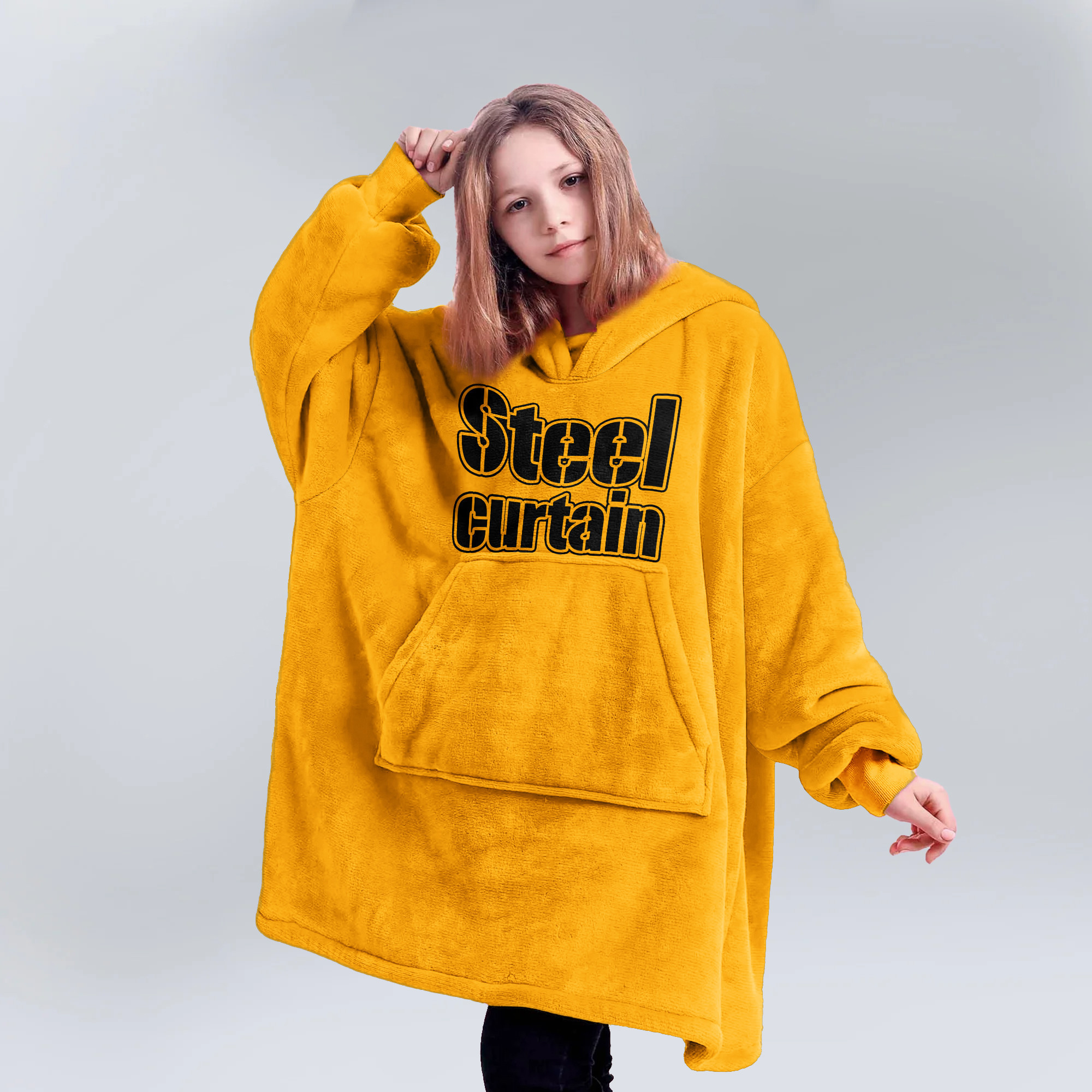 Adult Steel Curtain Pittsburgh Football Unisex Blanket Hoodie