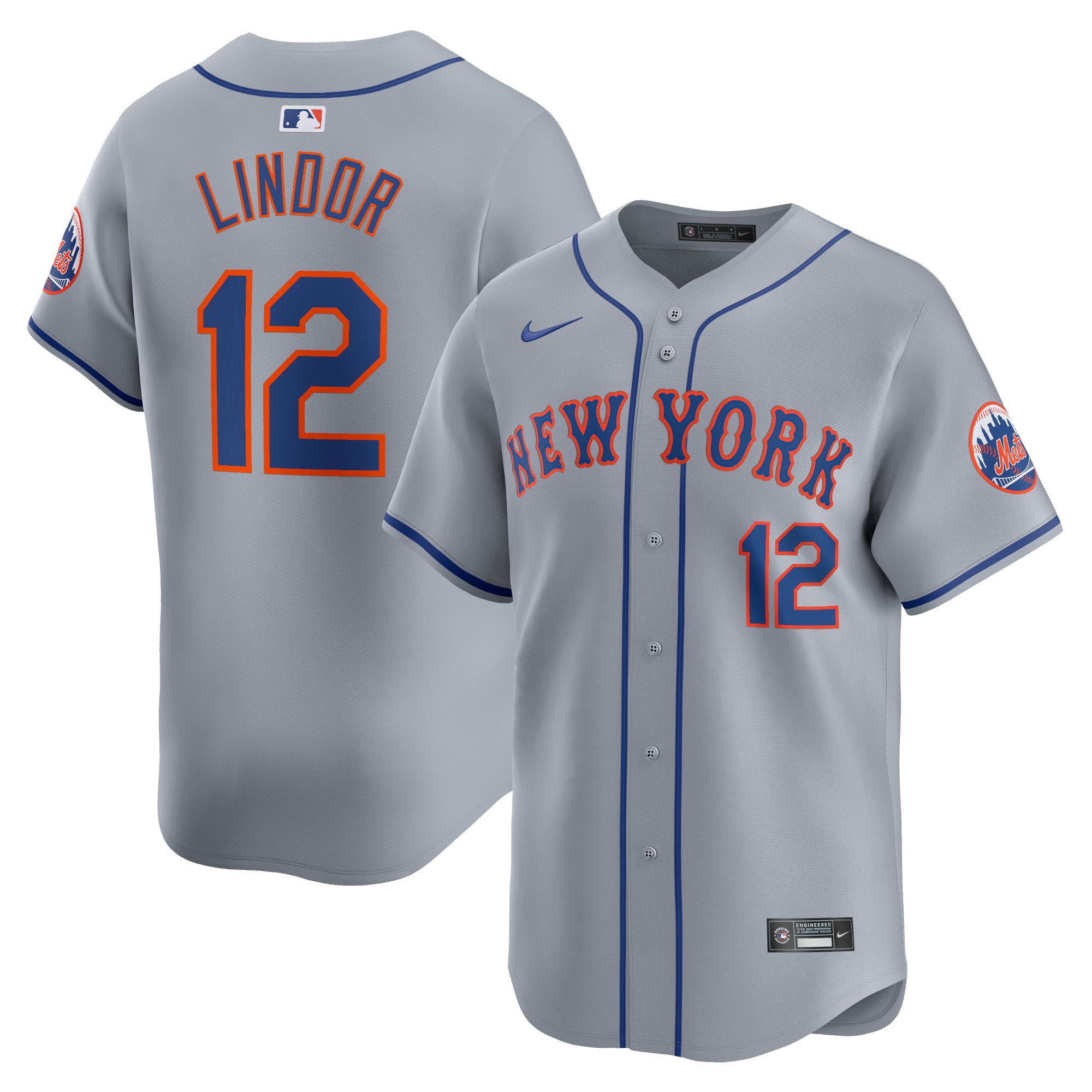 Men's New York Mets Francisco Lindor  Gray Away Limited Player Jersey