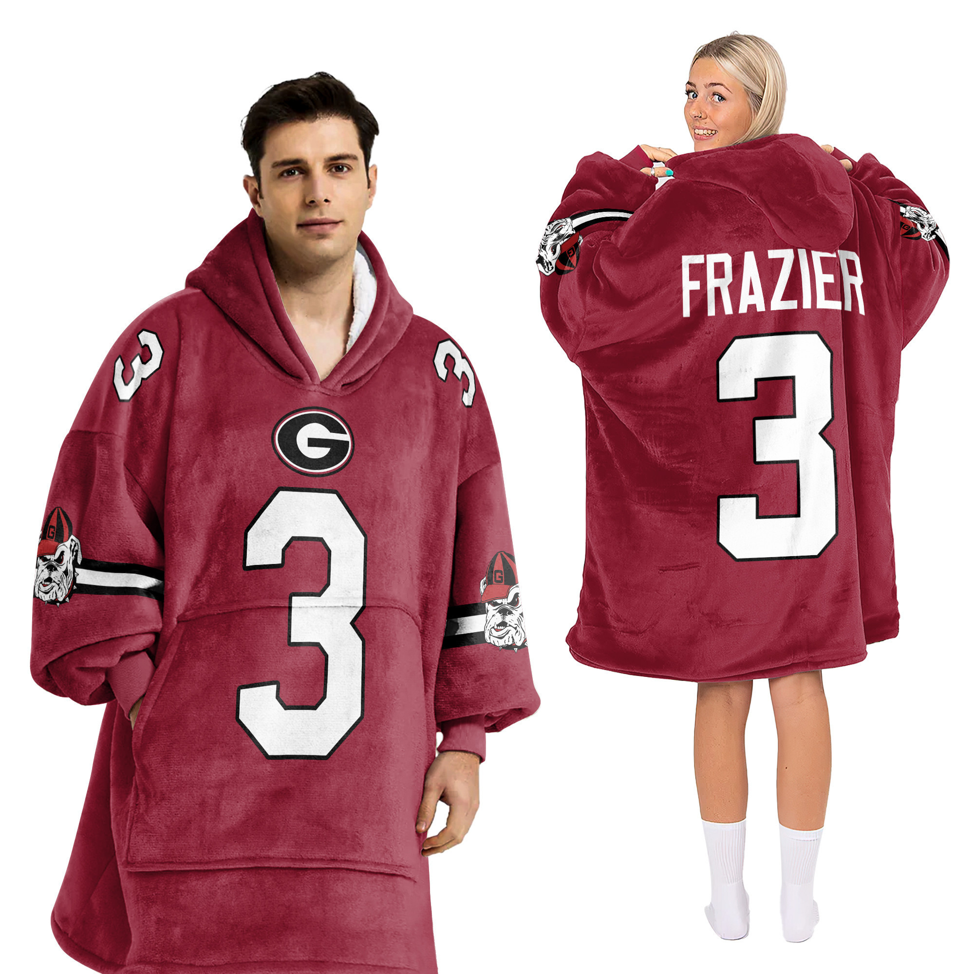 Adult 3 Georgia Football Unisex Blanket Hoodie