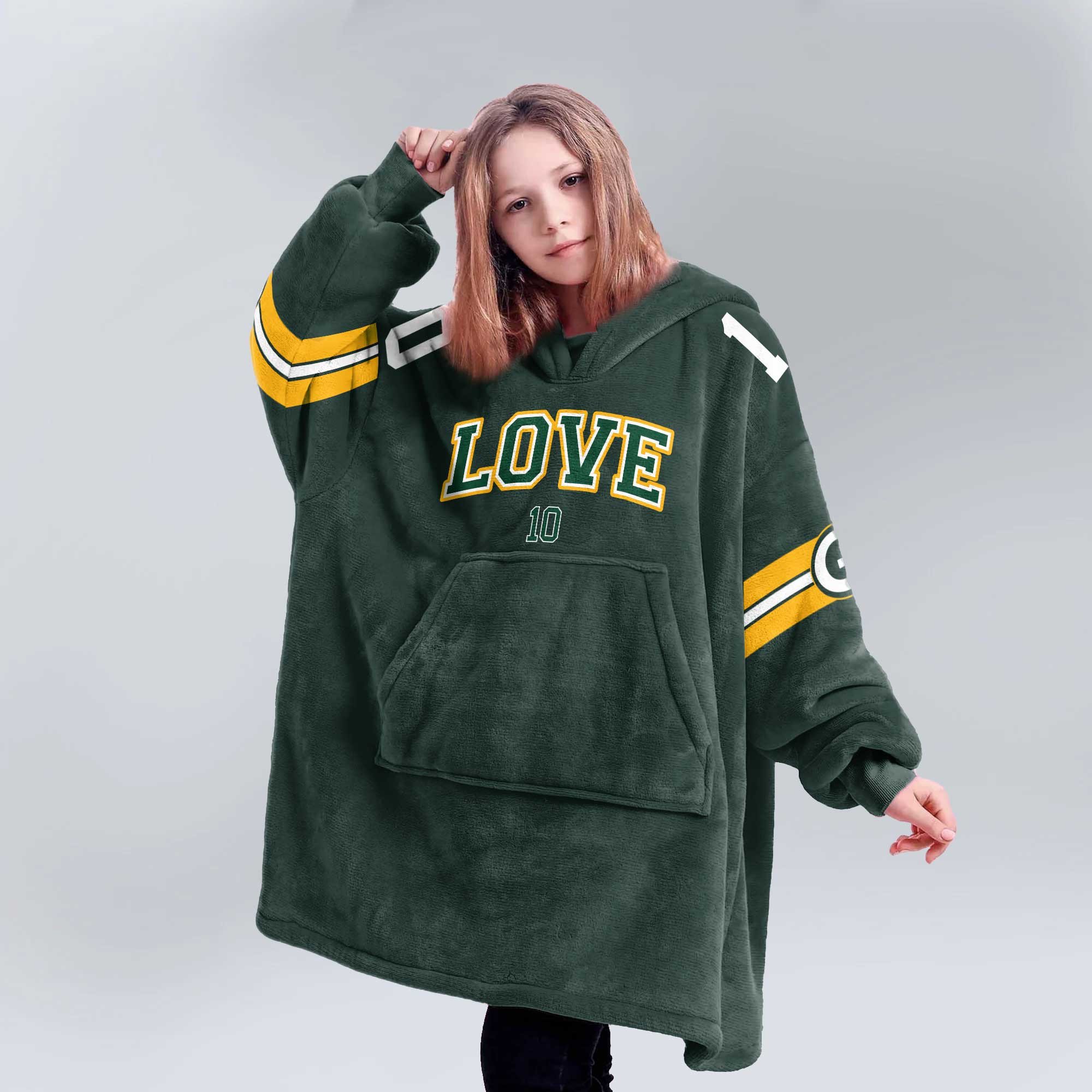 J.L 10 Green Bay Football Unisex Blanket Hoodie