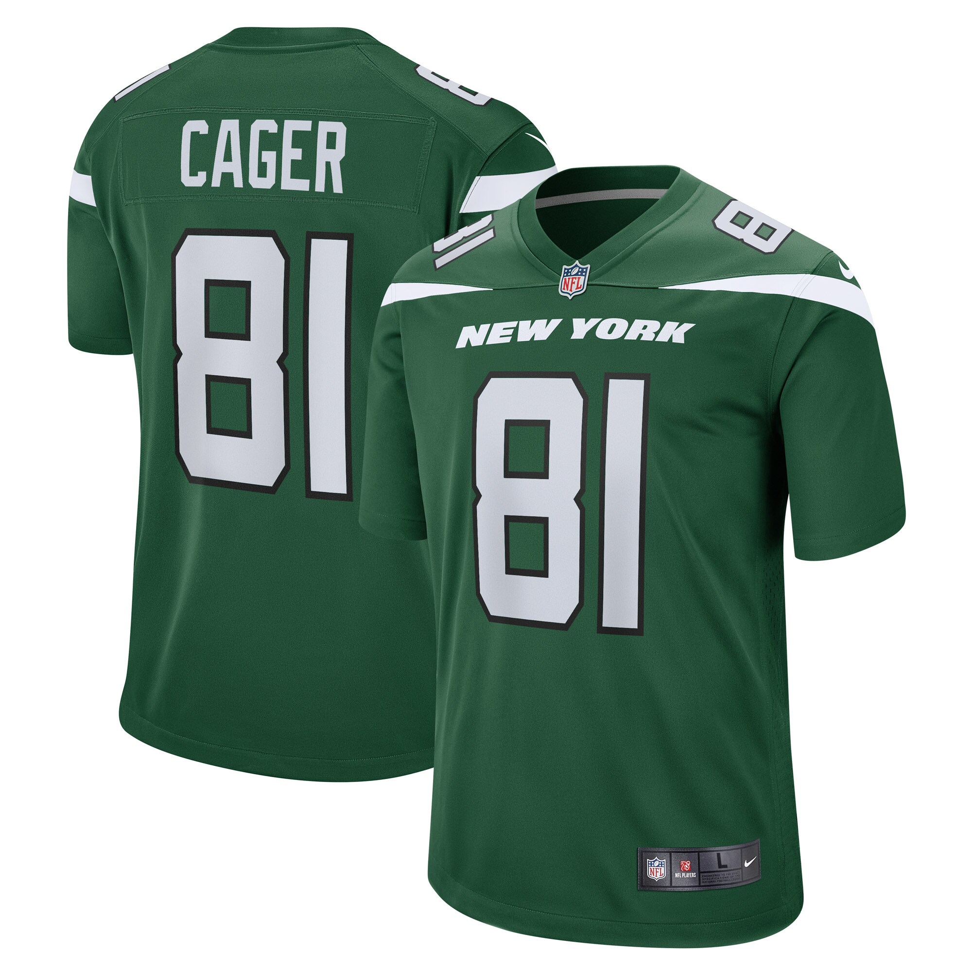 Lawrence Cager New York Jets  Team Game Player Jersey - Gotham Green