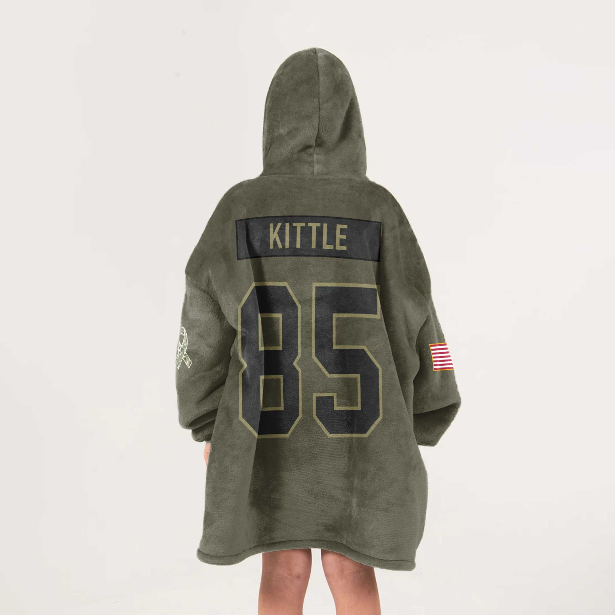 Kid G.K 85 San Francisco 49ers Football Blanket Hoodie – Olive Salute to Service