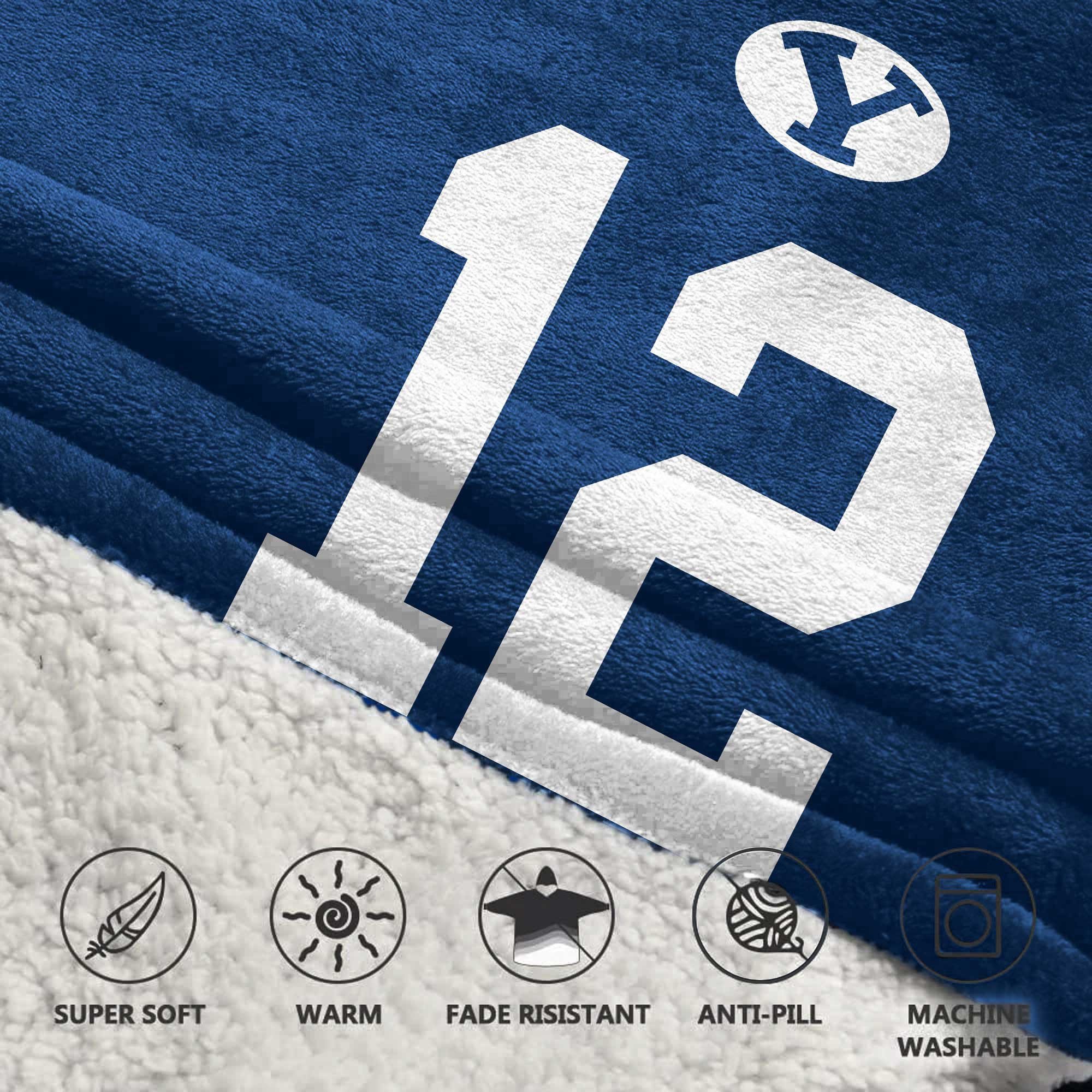 Adult 12 BYU Cougars Football Unisex Blanket Hoodie