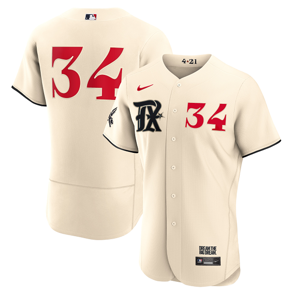 Men's Texas Rangers Nolan Ryan #34  Cream 2023 City Connect Flex Base Player Jersey