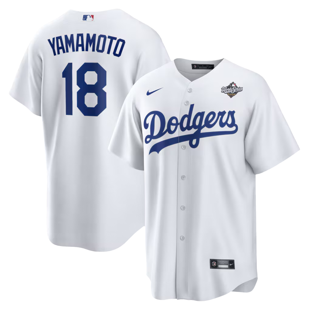Yoshinobu Yamamoto #18 Los Angeles Dodgers 2025 World Series Home Replica Player Jersey - White
