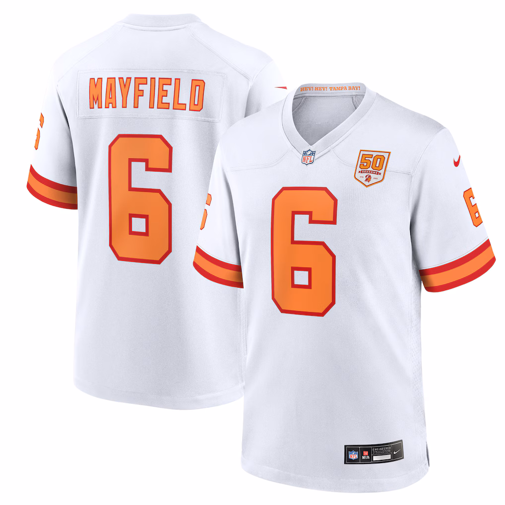 Baker Mayfield #6 Tampa Bay Buccaneers 50th Season Game Jersey - White