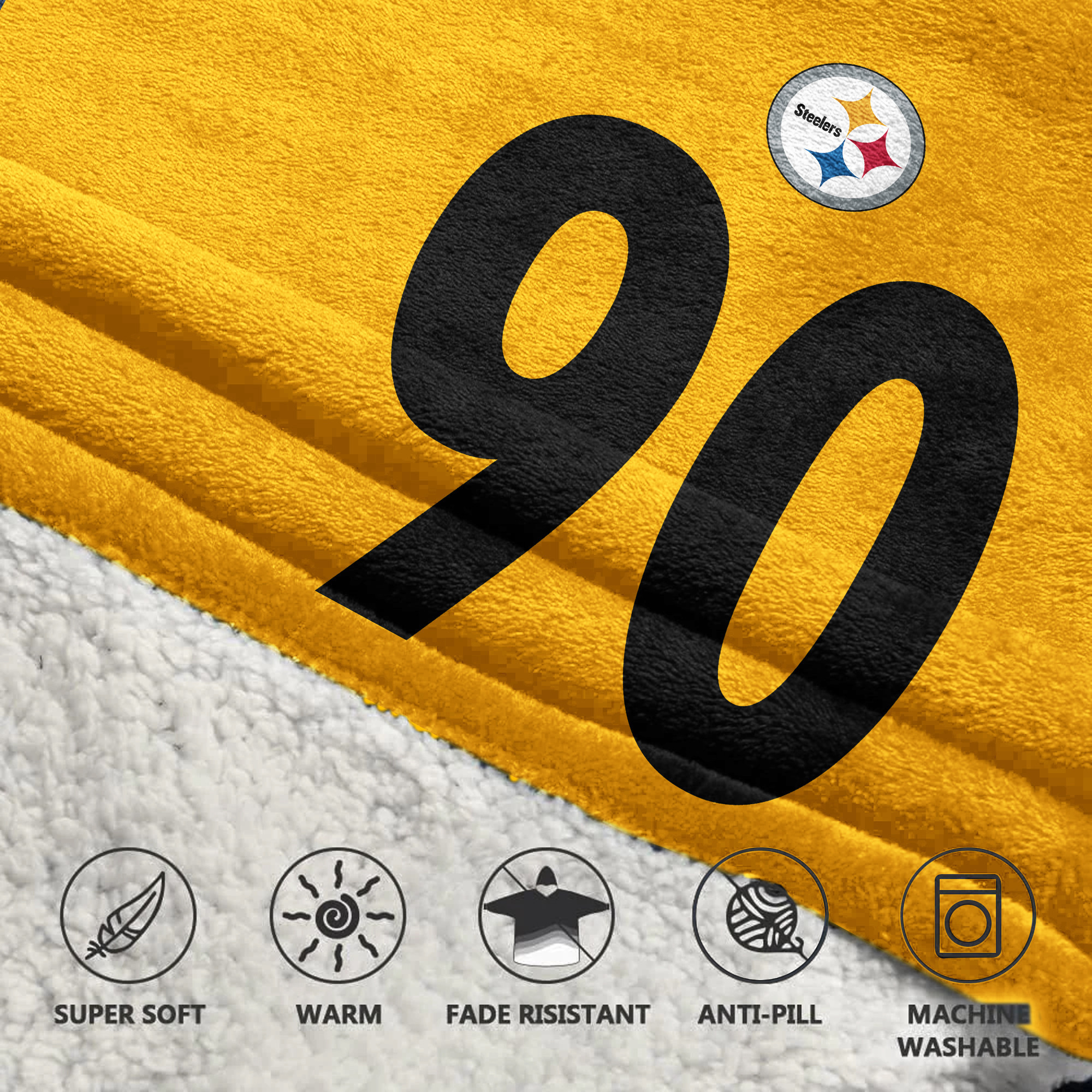 Adult T.J.W 90 Pittsburgh Football Unisex Blanket Hoodie