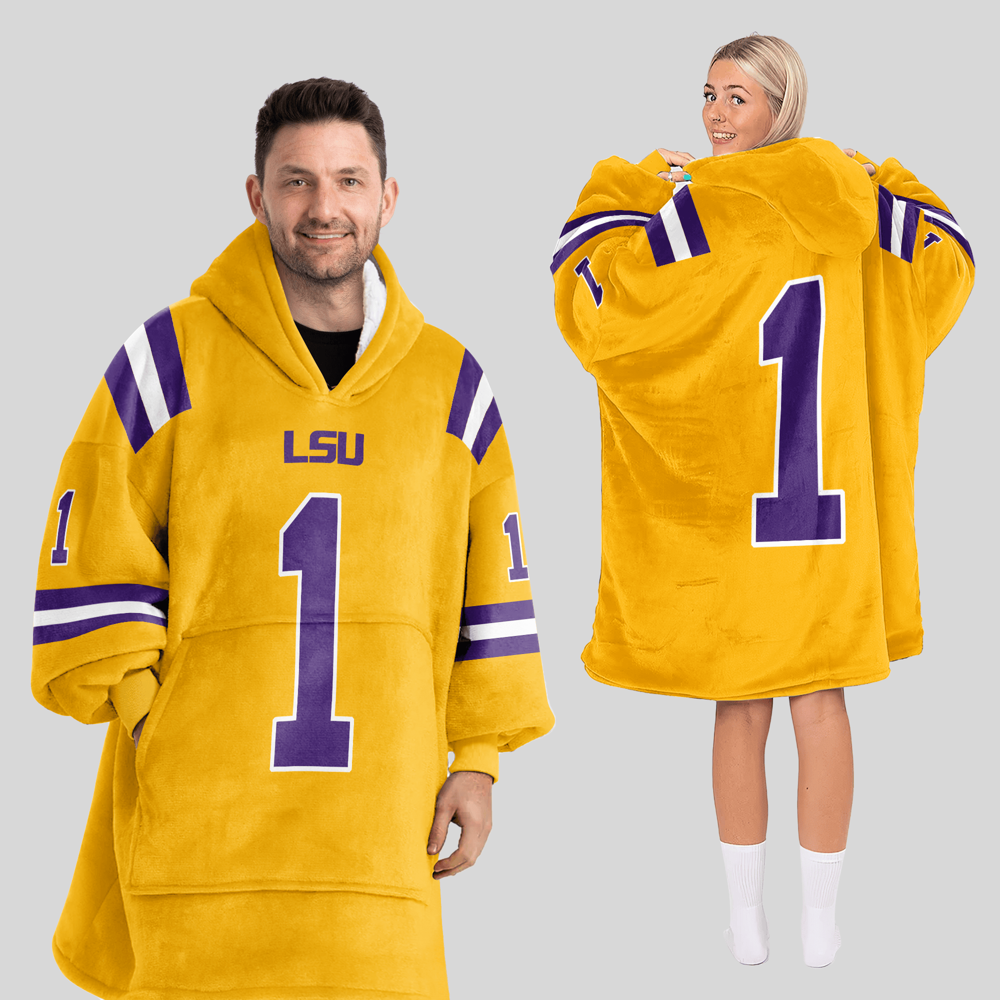 Adult #1 LSU Football Unisex Blanket Hoodie
