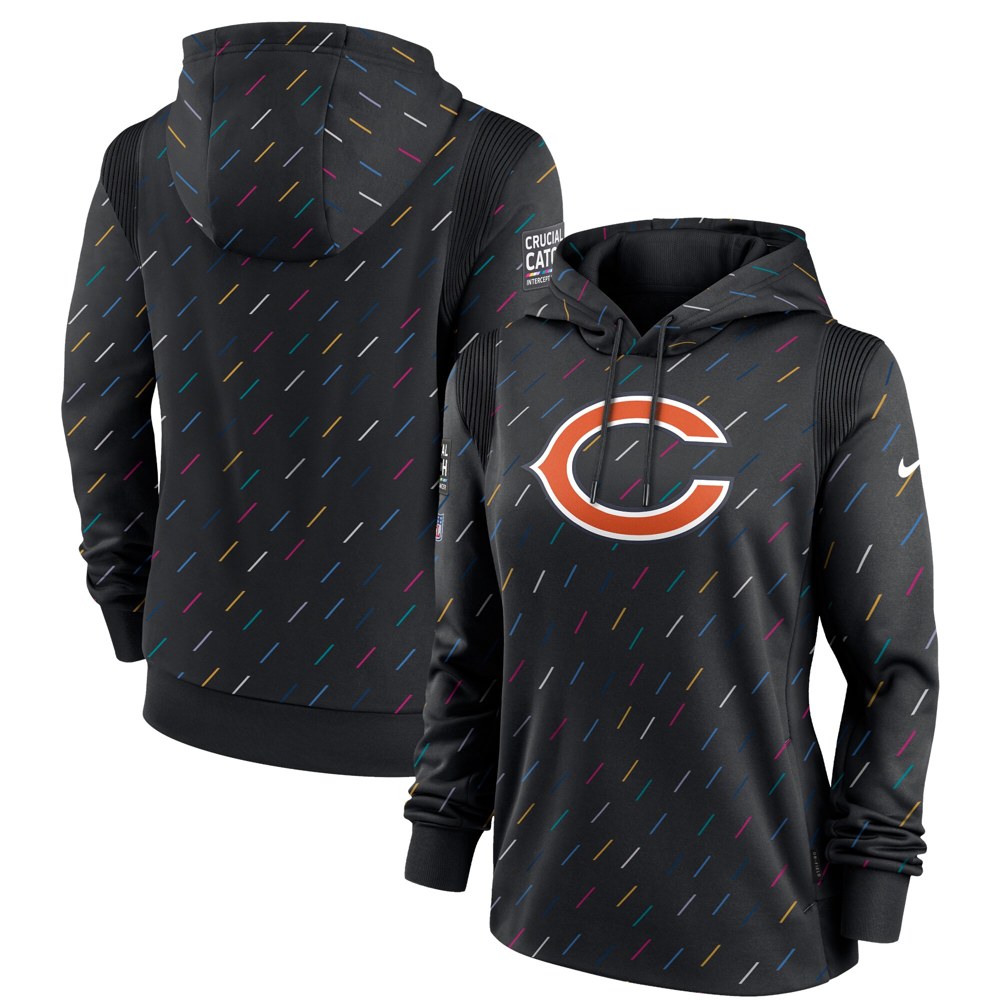 Women's Anthracite Chicago Bears 2021 NFL Crucial Catch - Therma Pullover Hoodie