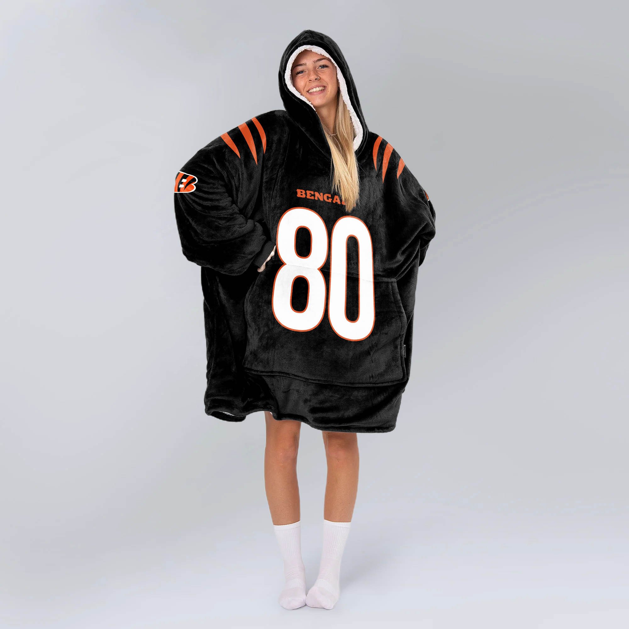 Adult 80 Cincinnati Football Unisex Blanket Hoodie