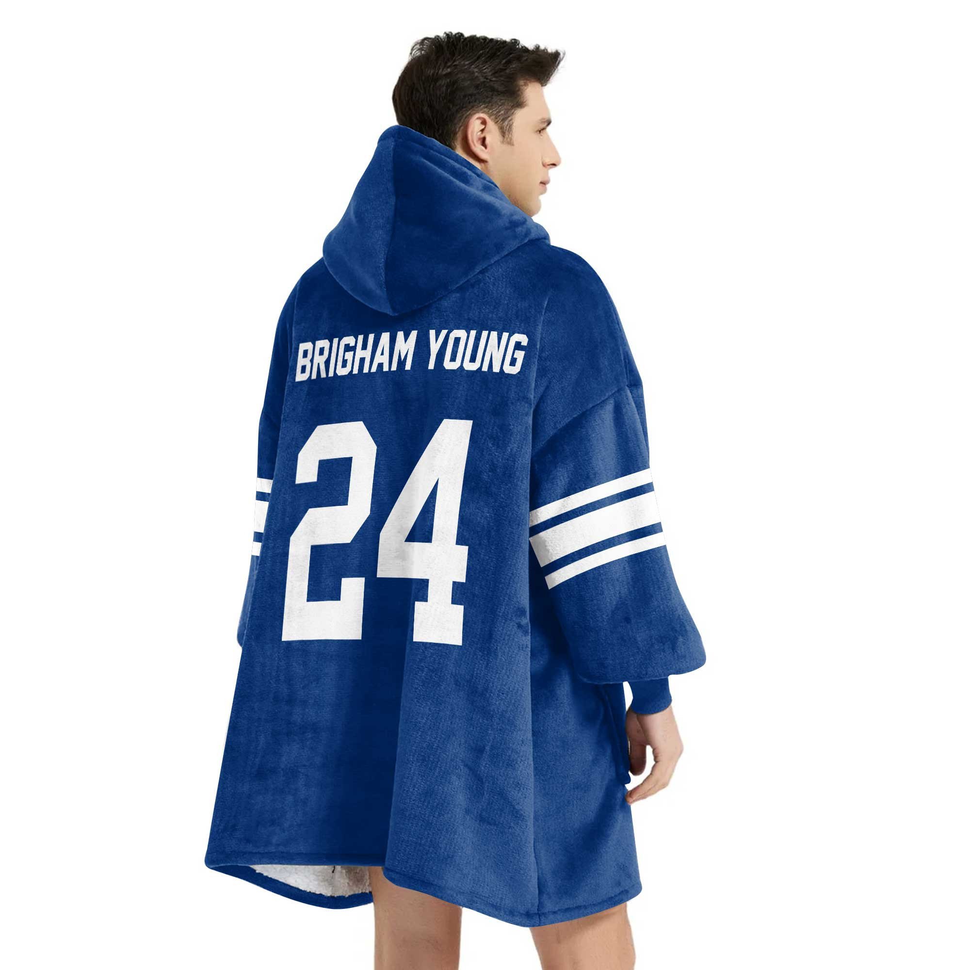 Adult #24 BYU Cougars Football Unisex Blanket Hoodie