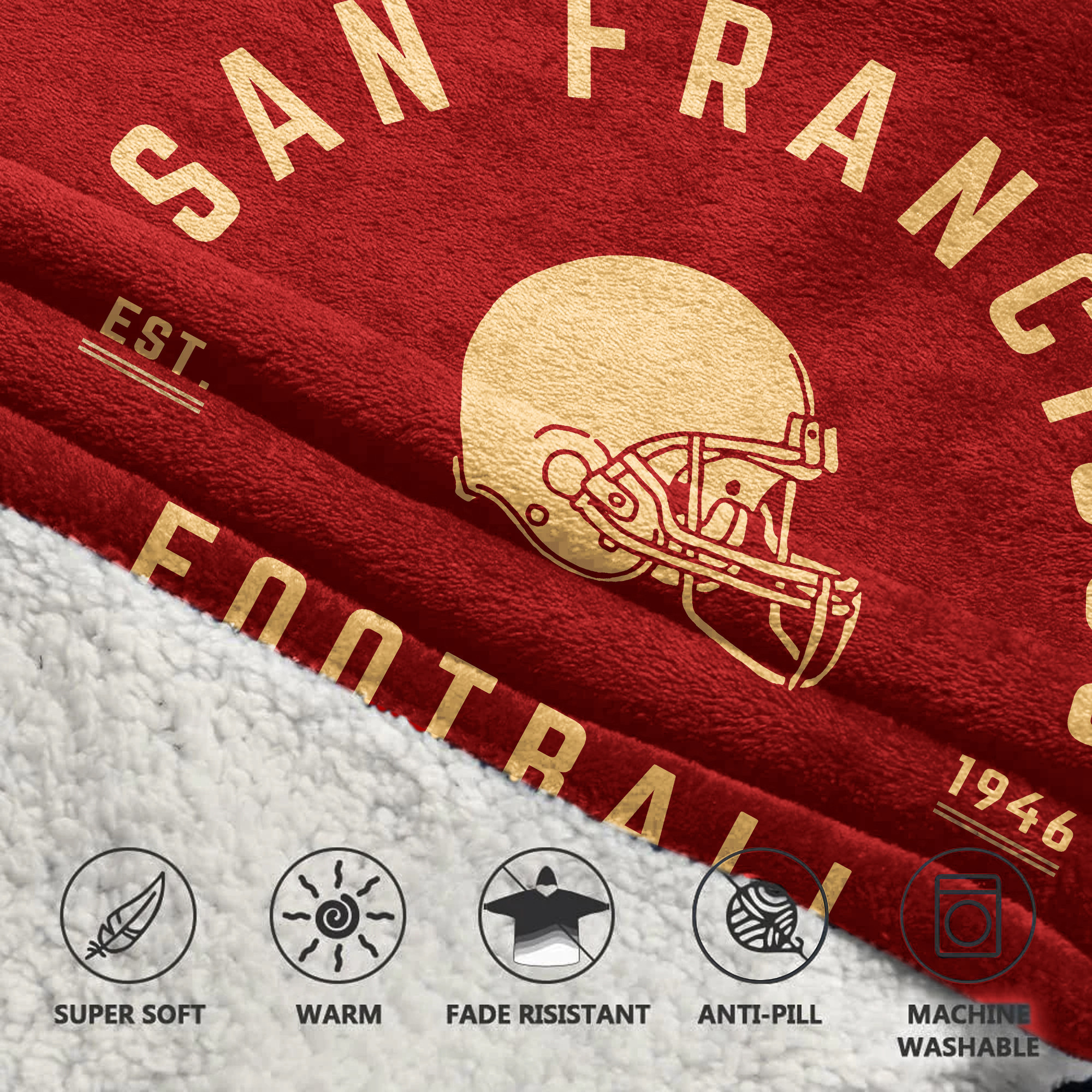 Adult San Francisco 49ers Football Unisex Blanket Hoodie