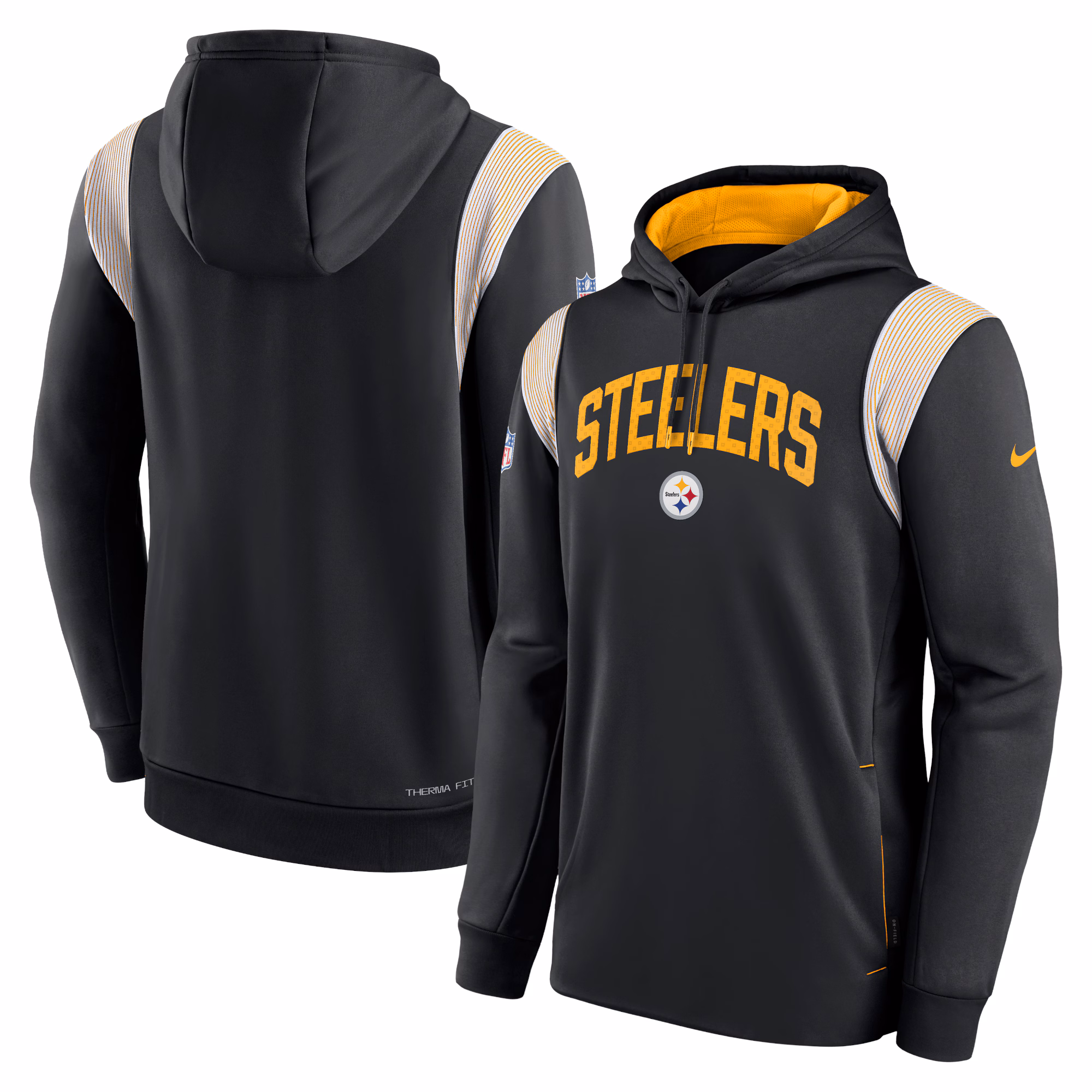 Pittsburgh Steelers Sideline Athletic Stack Performance Pullover Hoodie - Black