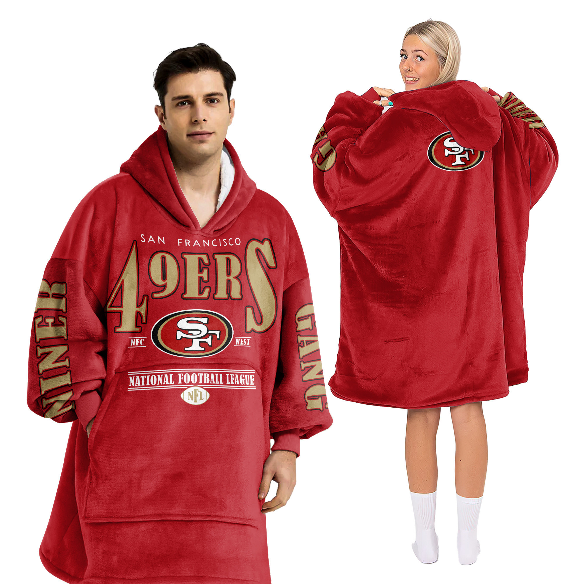 Adult San Francisco 49ers Football Unisex Blanket Hoodie