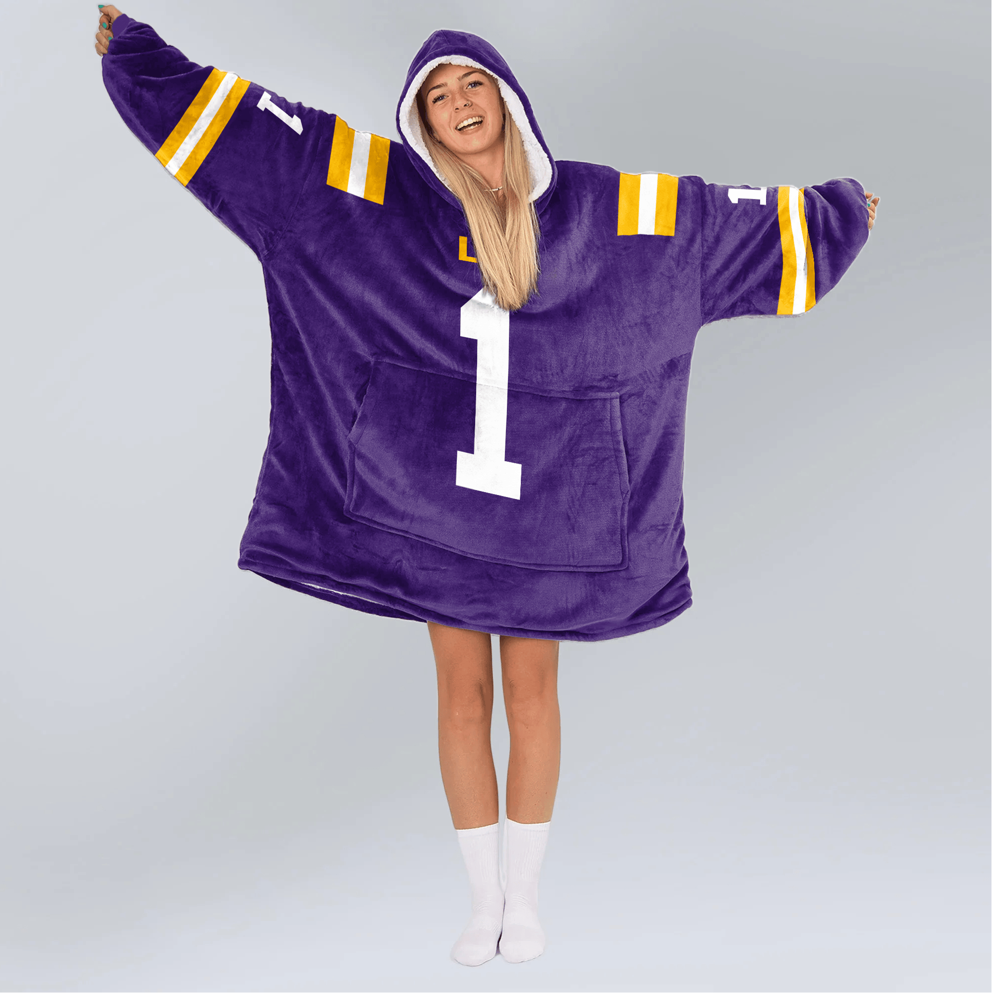 Adult J.C 1 LSU Football Unisex Blanket Hoodie