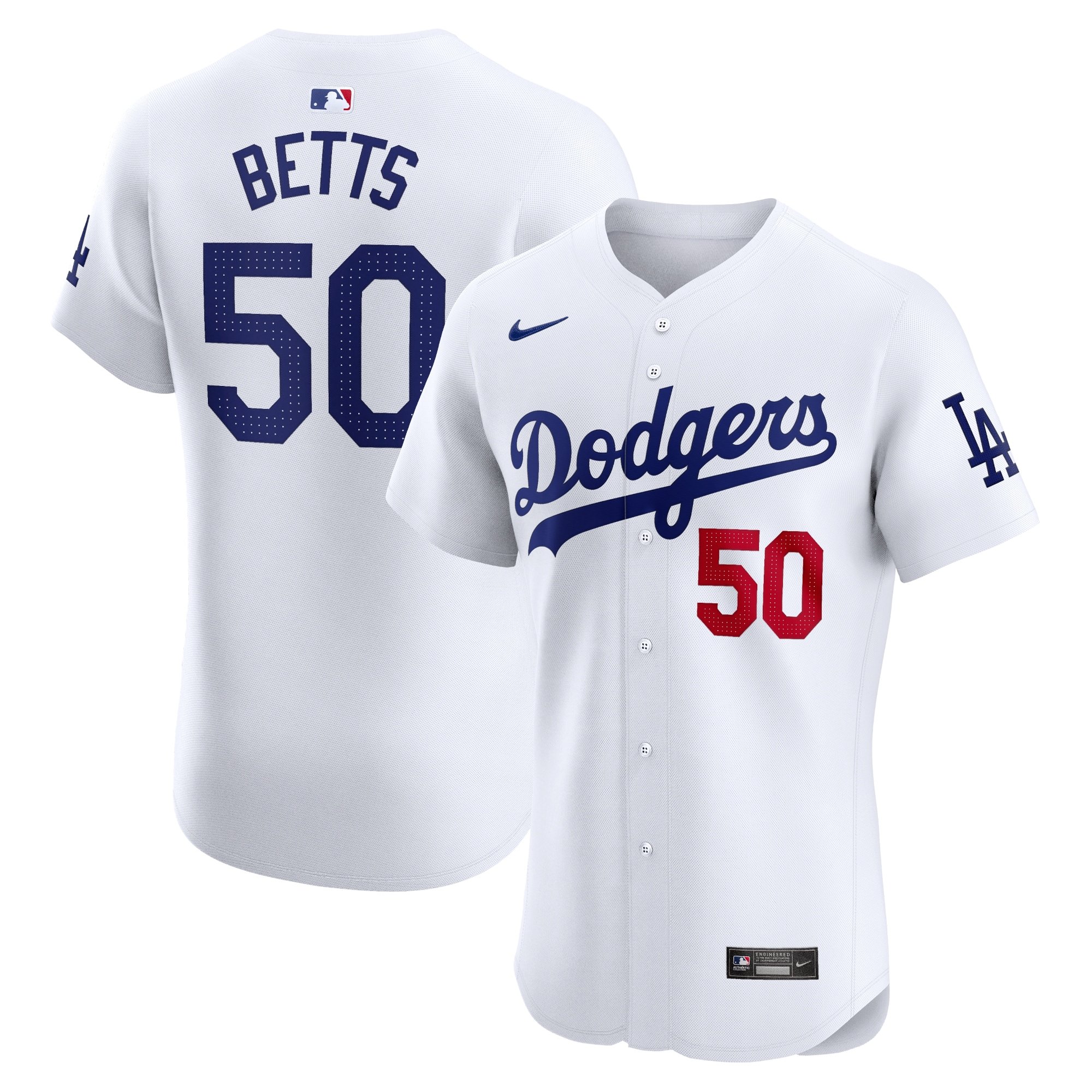 Men's Los Angeles Dodgers Mookie Betts  White Home Elite Jersey