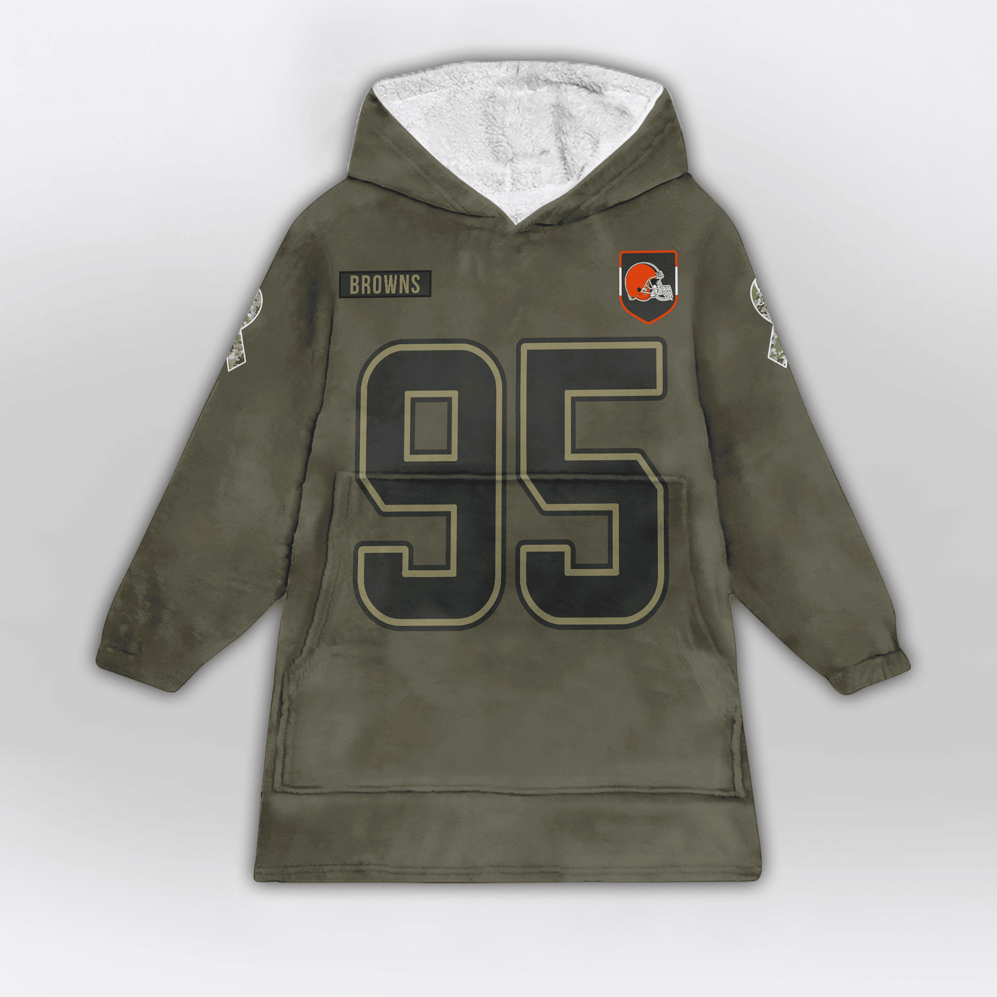 Kid M.G 95 Cleveland Football Blanket Hoodie – Olive Salute to Service