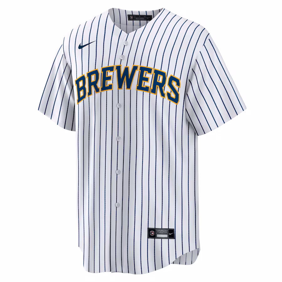 Men's Milwaukee Brewers #22 Christian Yelich White Alternate Replica Player Jersey
