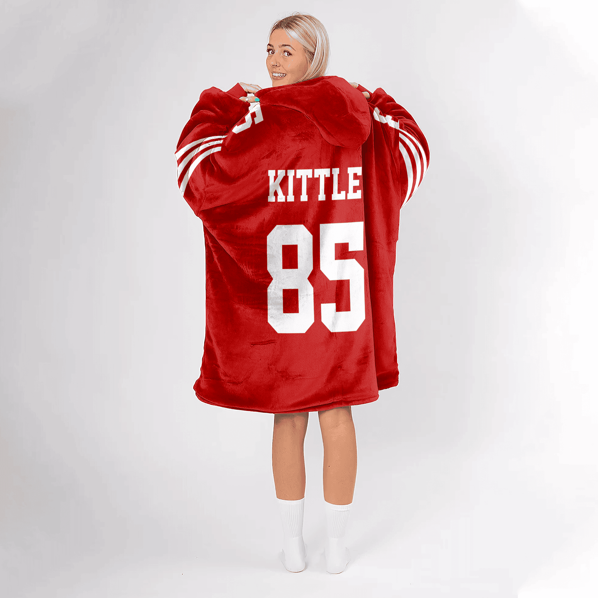 Adult Captain G.K. 85 San Francisco 49ers Football Unisex Blanket Hoodie