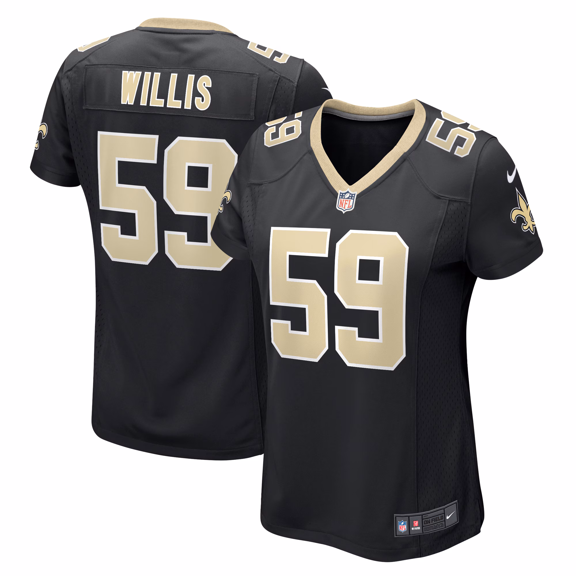 Willis New Orleans Saints Women's Team Game Jersey -  Black