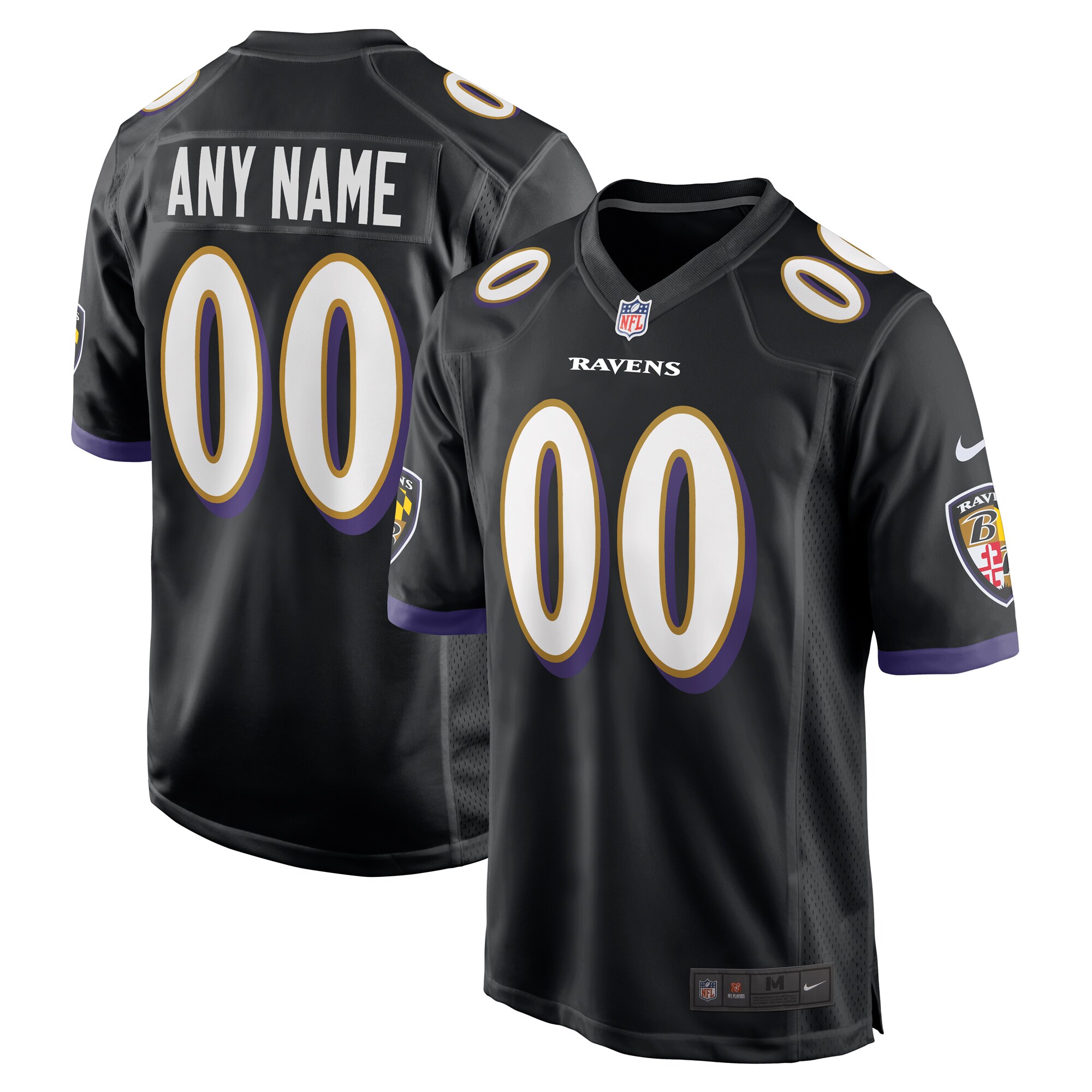 Baltimore Ravens  Youth Game Custom Jersey - Black
