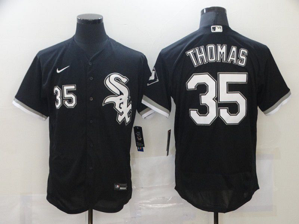 Men's Chicago White Sox #35 Frank Thomas Black Stitched MLB Flex Base  Jersey