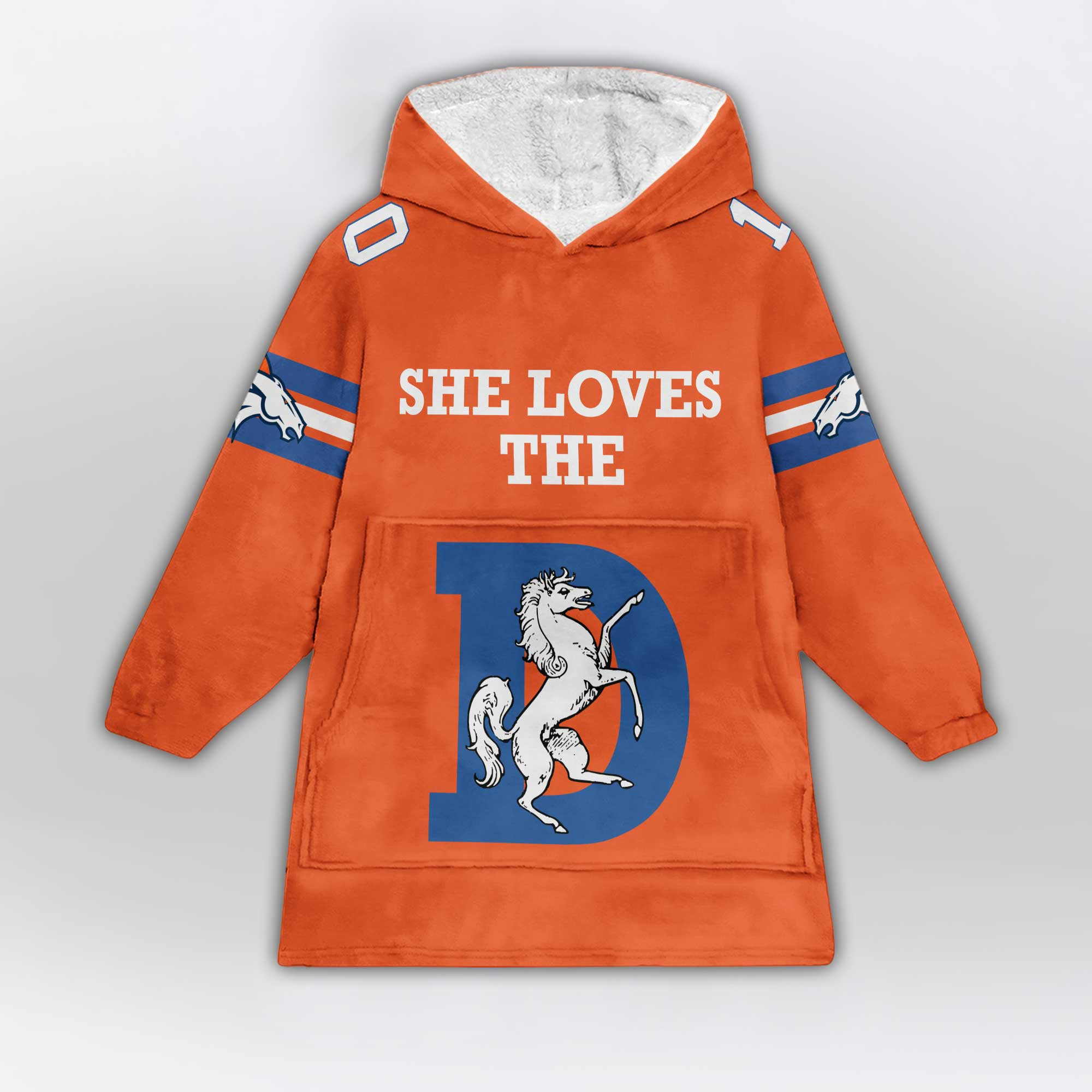 She Loves The D Denver Football Unisex Blanket Hoodie