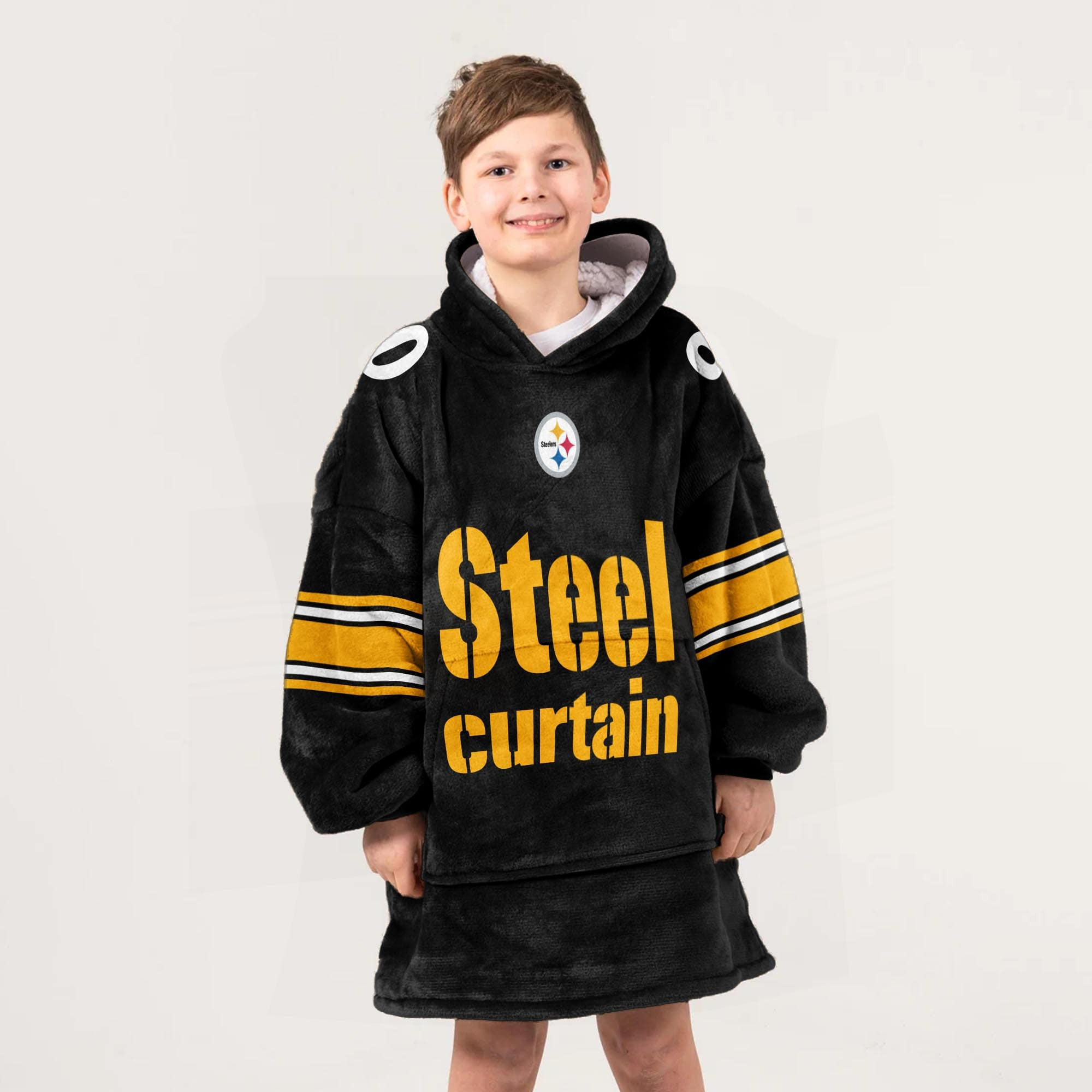 Adult Steel Curtain 90 Pittsburgh Football Unisex Blanket Hoodie