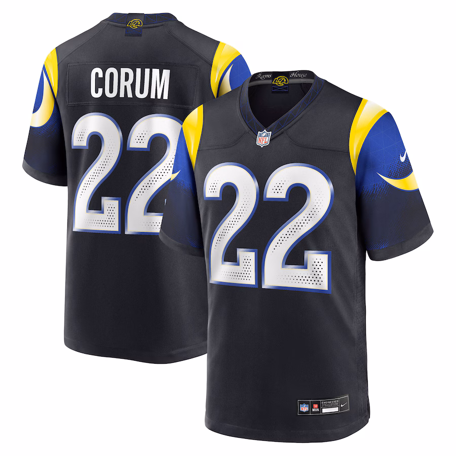 Blake Corum #22 Los Angeles Rams 2025 Rivalries Collection Game Jersey - Midnight Blue