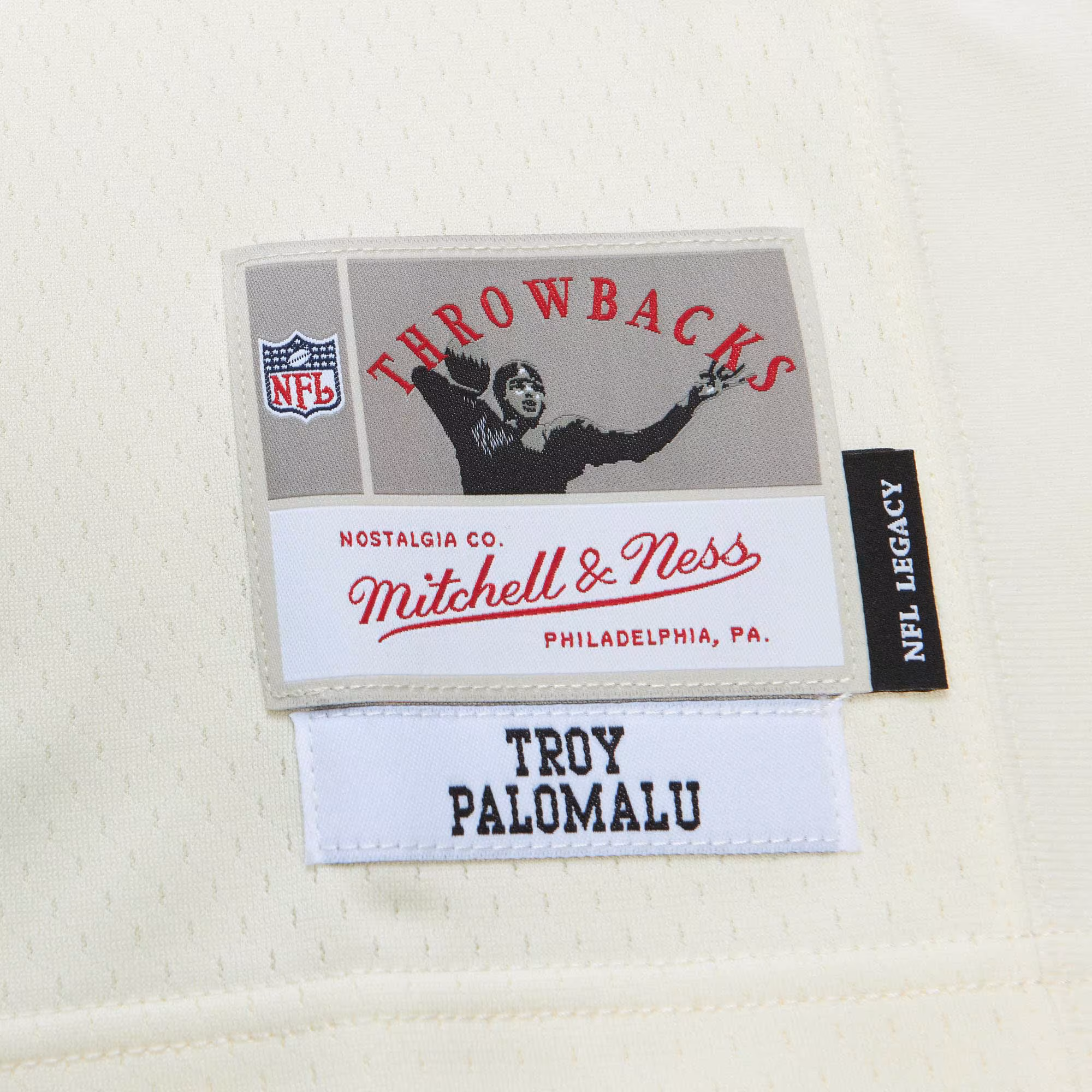 Troy Polamalu Pittsburgh Steelers Chainstitch Legacy Jersey - Cream