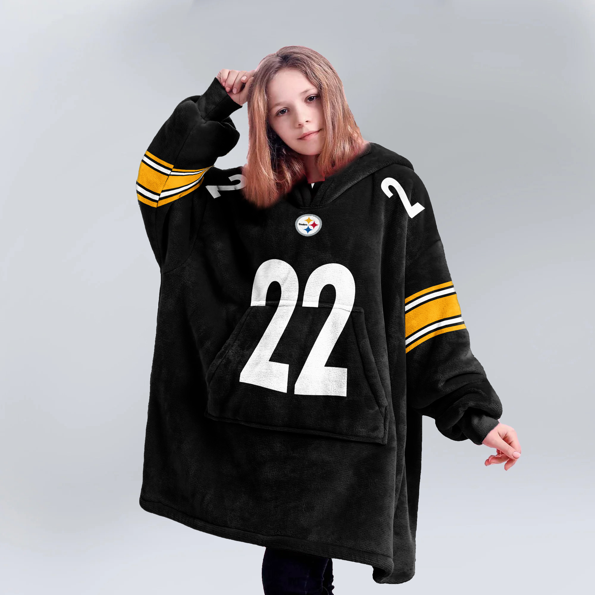 Adult N.H 22 Pittsburgh Football Unisex Blanket Hoodie