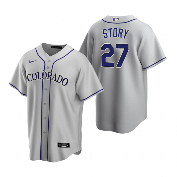 Men's Colorado Rockies Trevor Story  Gray Replica Road Jersey