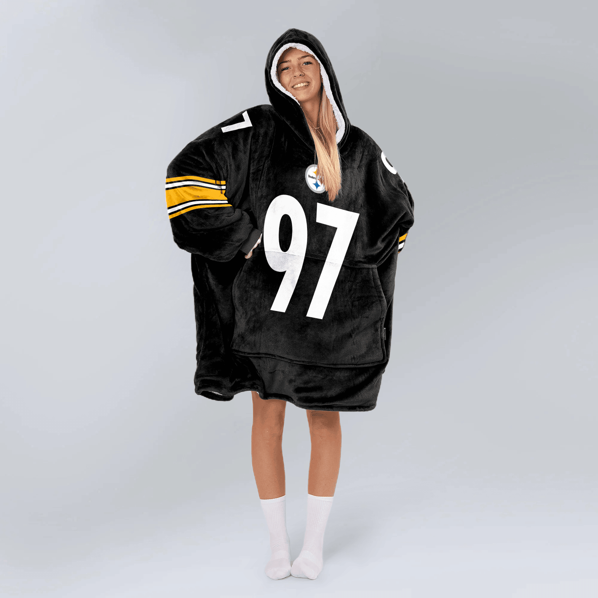 Adult 97 Pittsburgh Football Unisex Blanket Hoodie