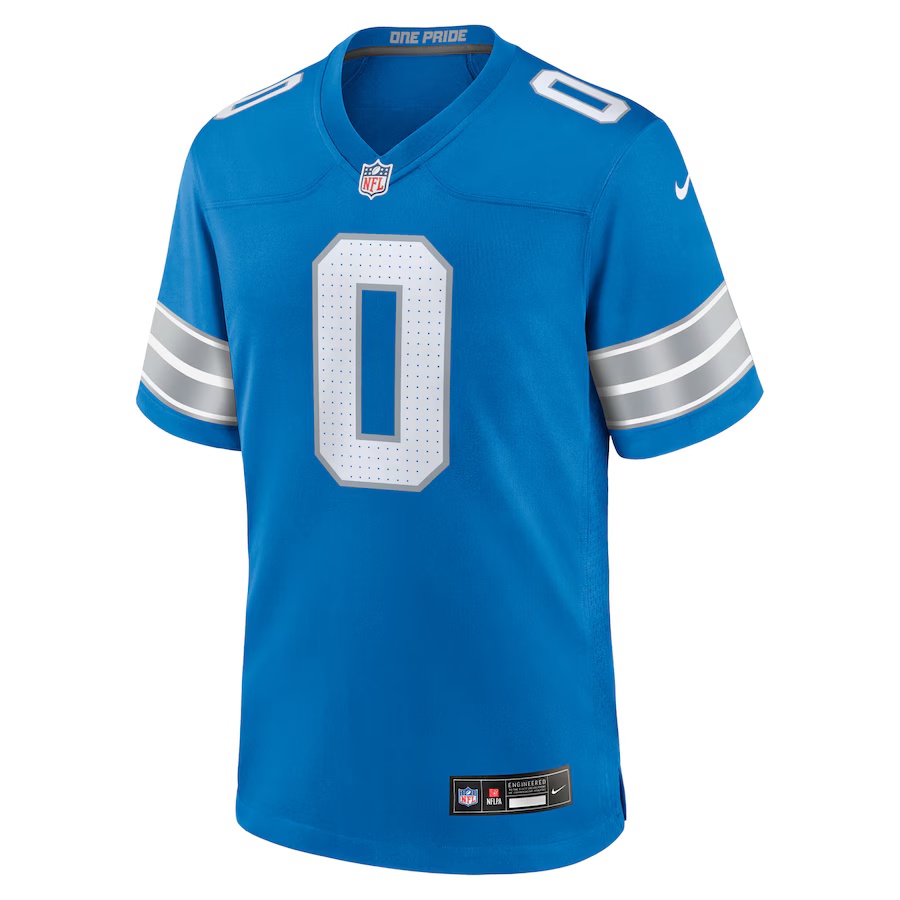 Men's Jahmyr Gibbs Blue #0 Detroit Lions Game Player Jersey