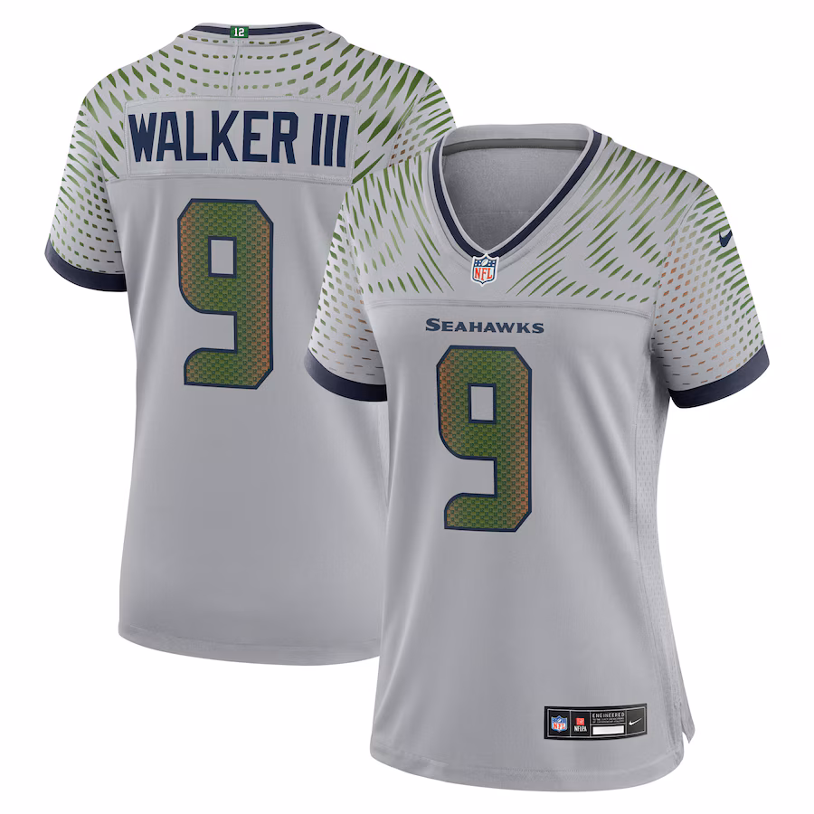 Kenneth Walker III #9 Seattle Seahawks Women's 2025 Rivalries Collection Game Jersey - Wolf Gray