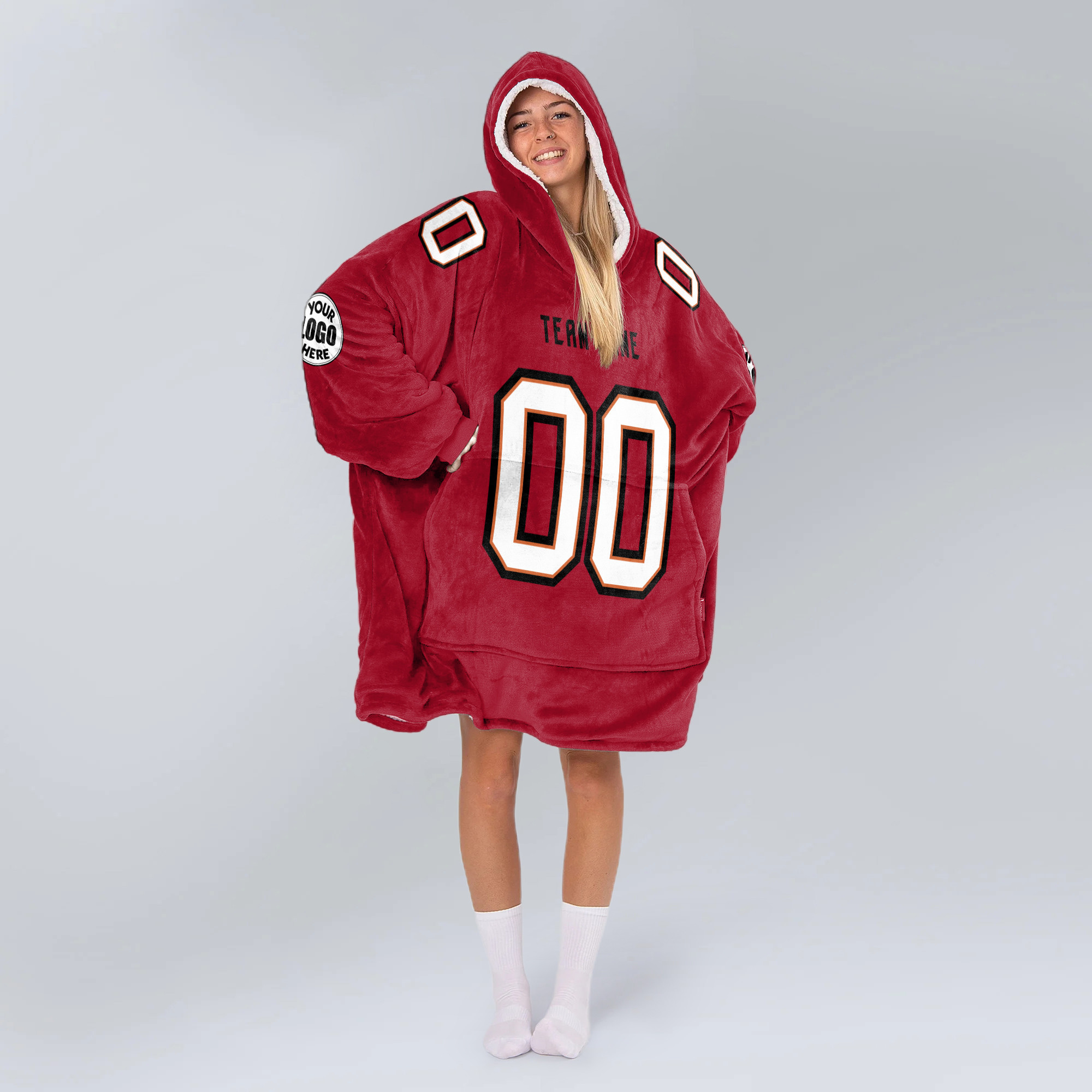 Adult Custom Blanket Hoodie Tampa Bay Inspired Color