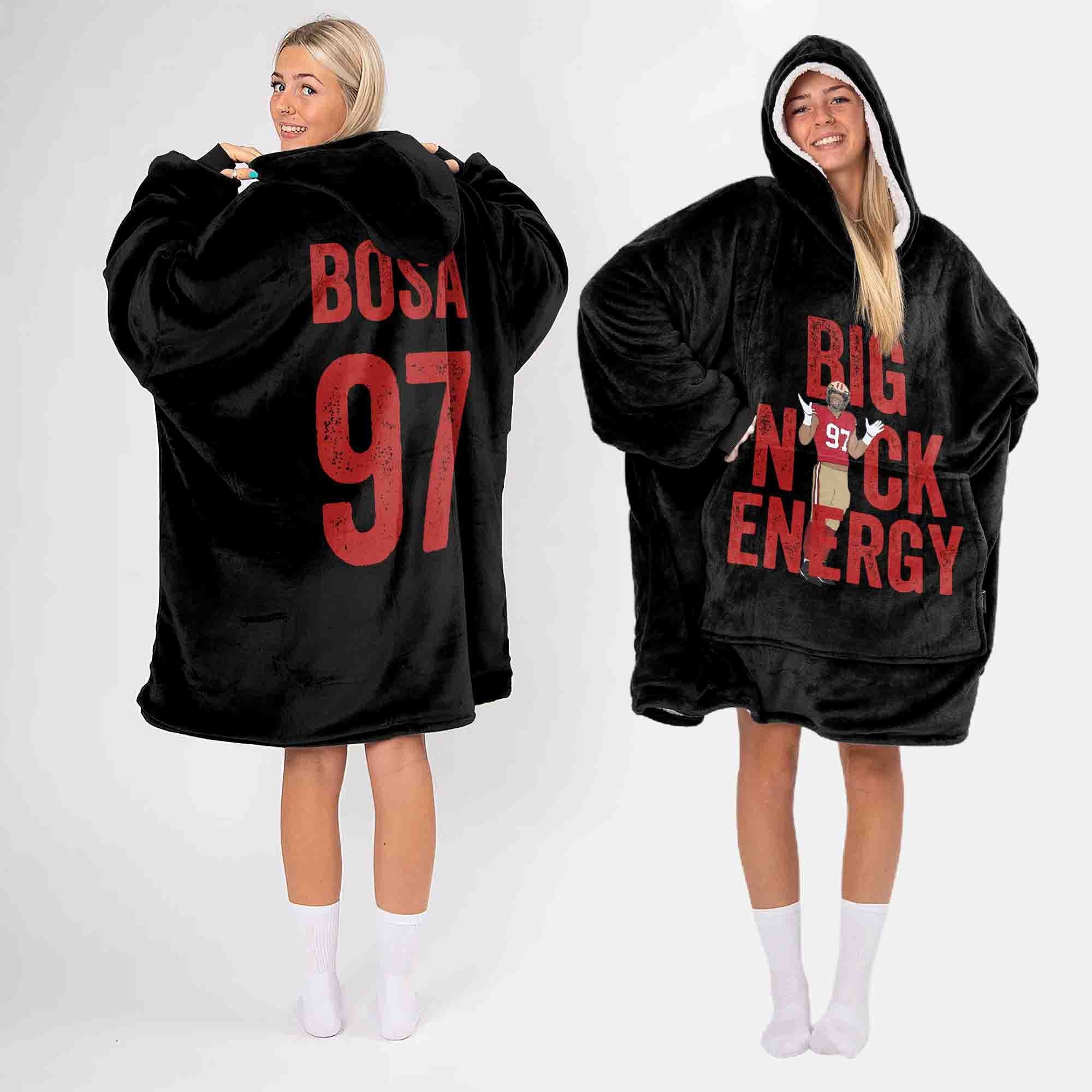 Adult Big Nick Energy San Francisco 49ers Football Unisex Blanket Hoodie