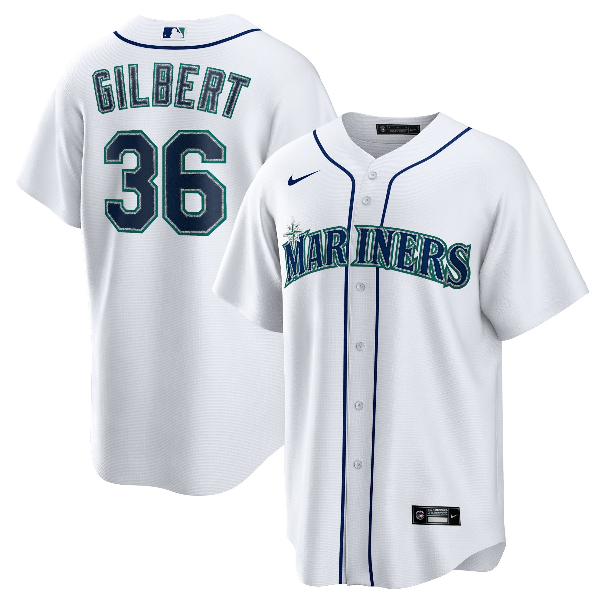Men's Seattle Mariners Logan Gilbert  White Home Replica Jersey