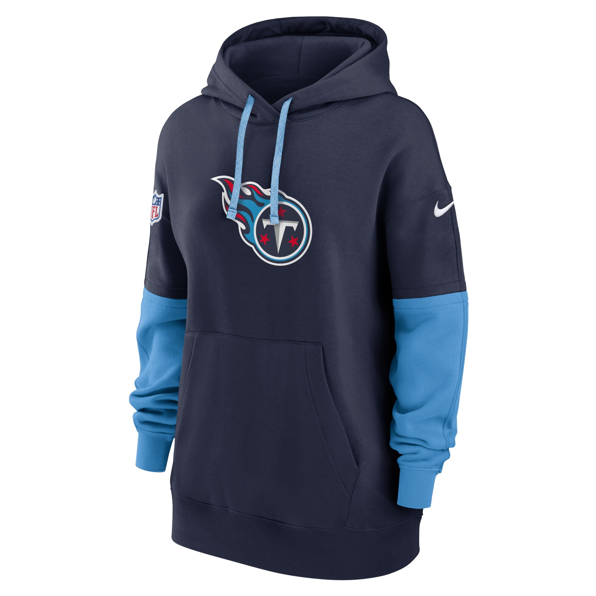 Tennessee Titans Women's 2024 Sideline Essential Fleece Pullover Hoodie - Navy