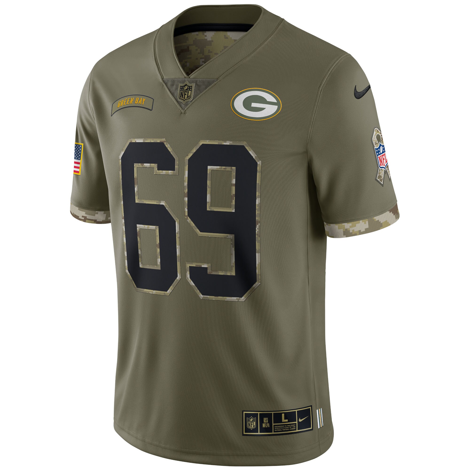 David Bakhtiari Green Bay Packers  2022 Salute To Service Limited Jersey - Olive