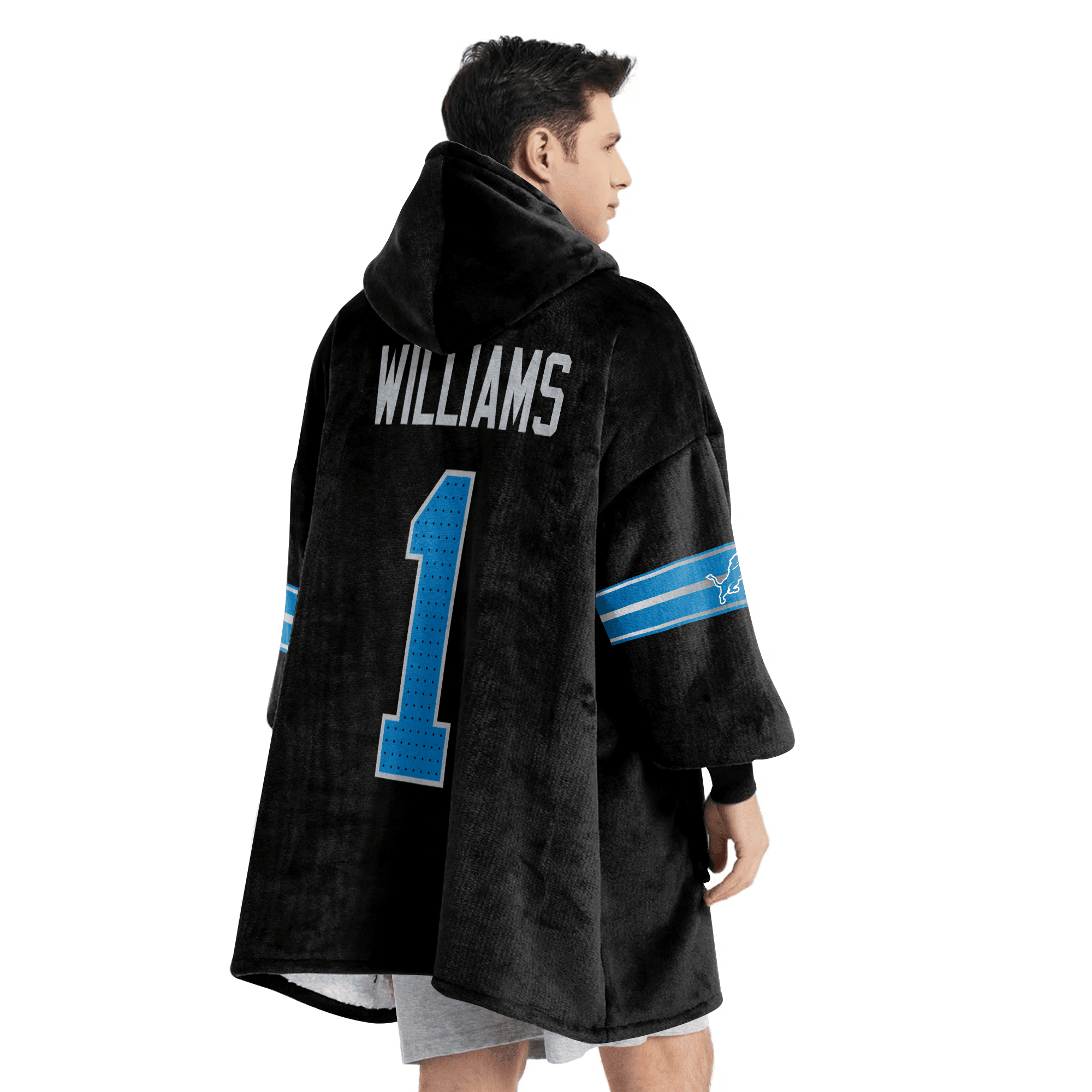 Adult 1 Detroit Football Unisex Blanket Hoodie