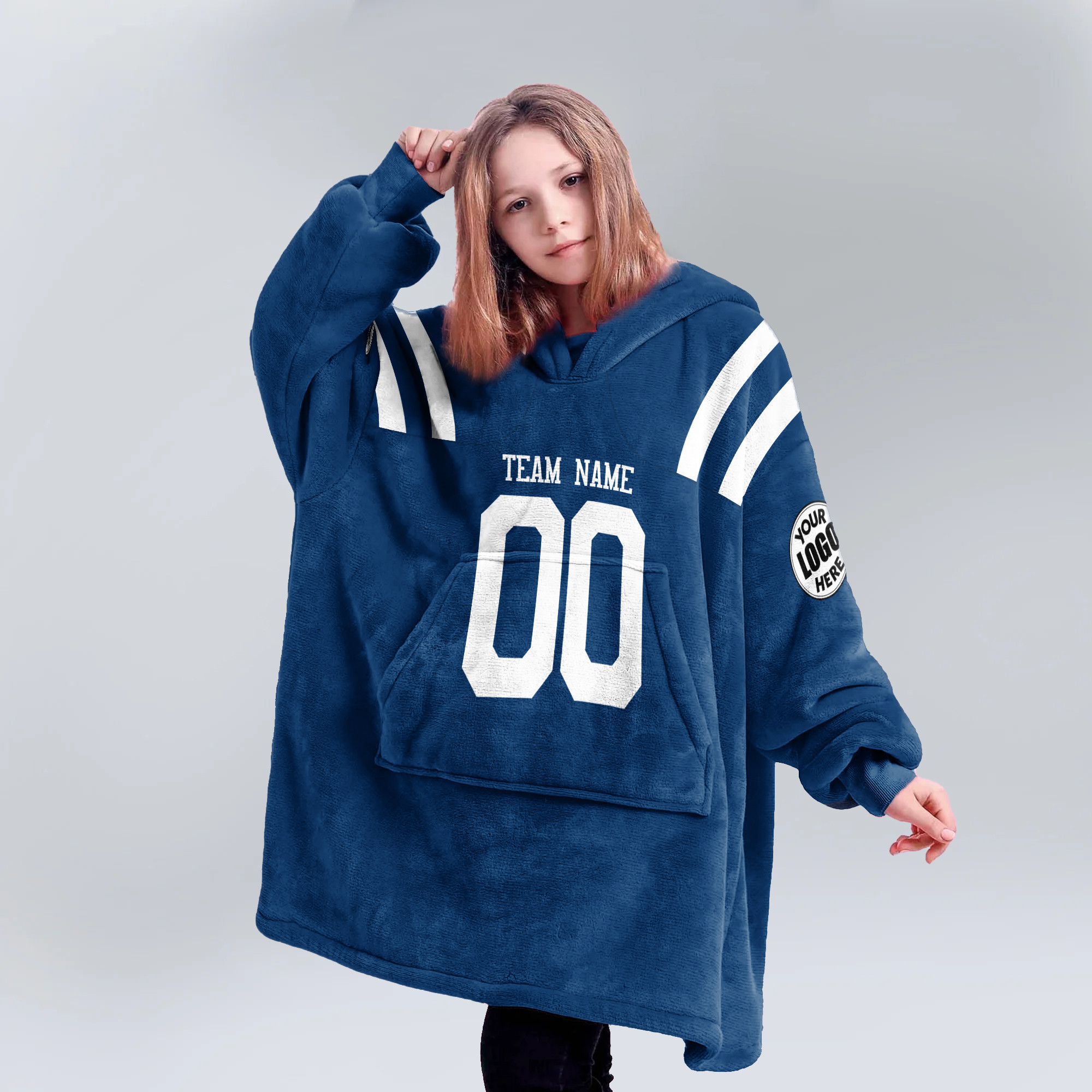 Adult Custom Blanket Hoodie Indianapolis Inspired Color