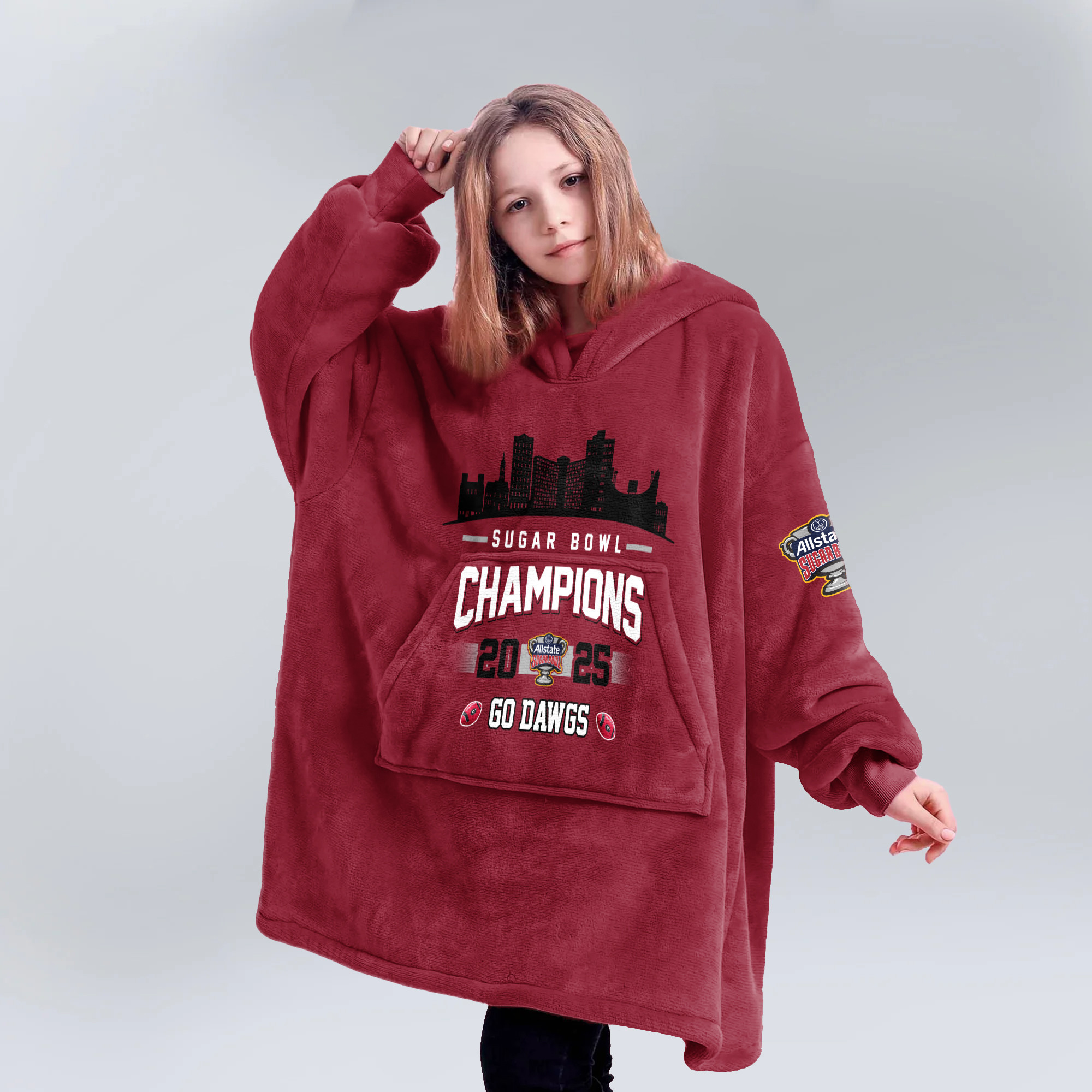 Adult Champions Georgia Football Unisex Blanket Hoodie