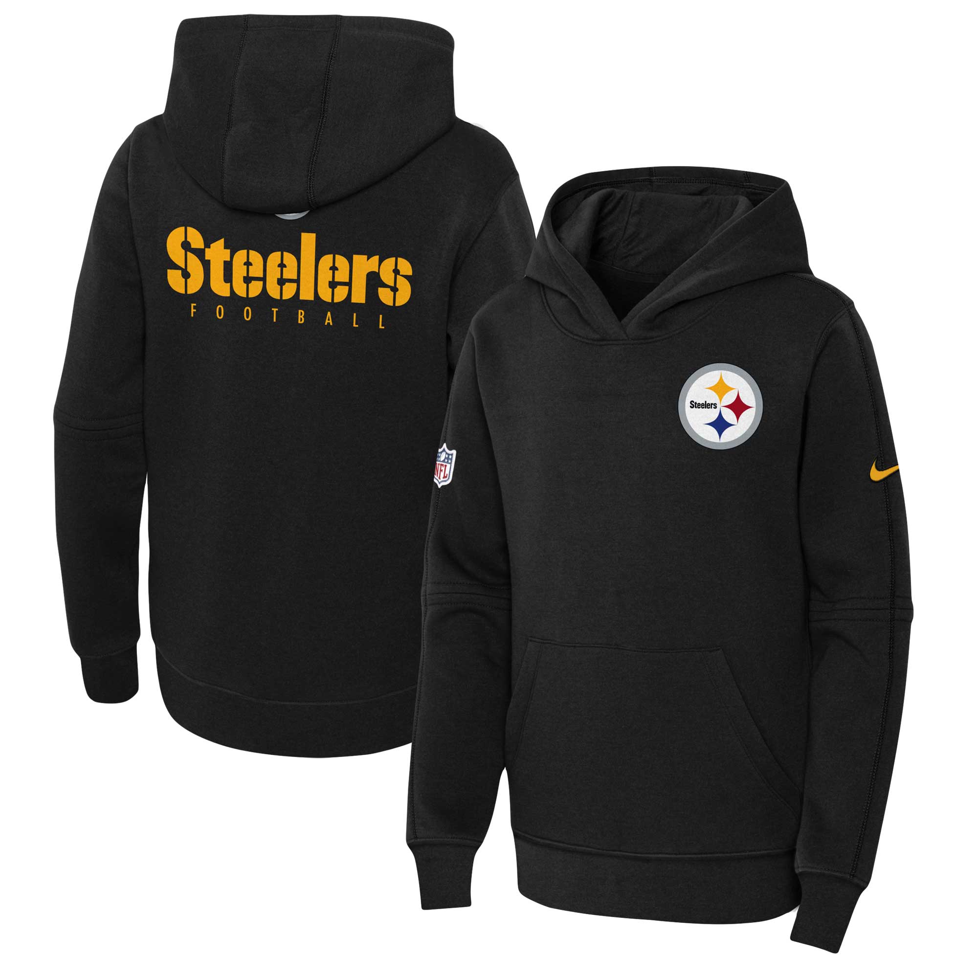 Pittsburgh Steelers  Youth 2023 Sideline Club Fleece Pullover Hoodie - Black