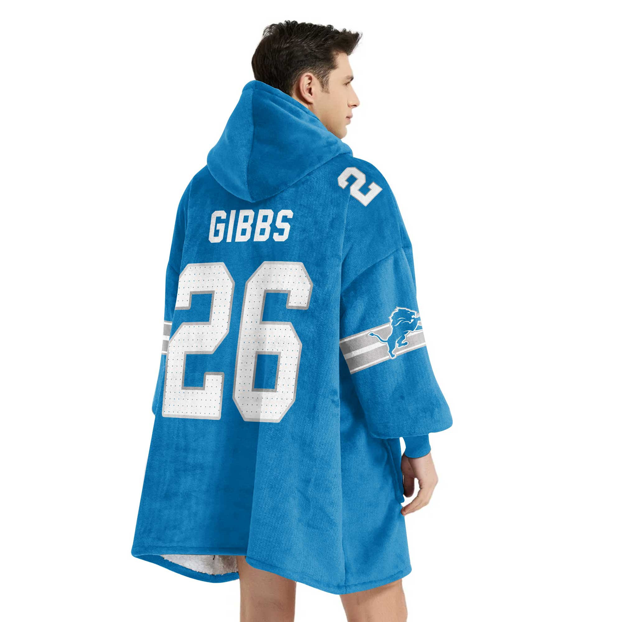 Adult 26 Detroit Lions Football Unisex Blanket Hoodie