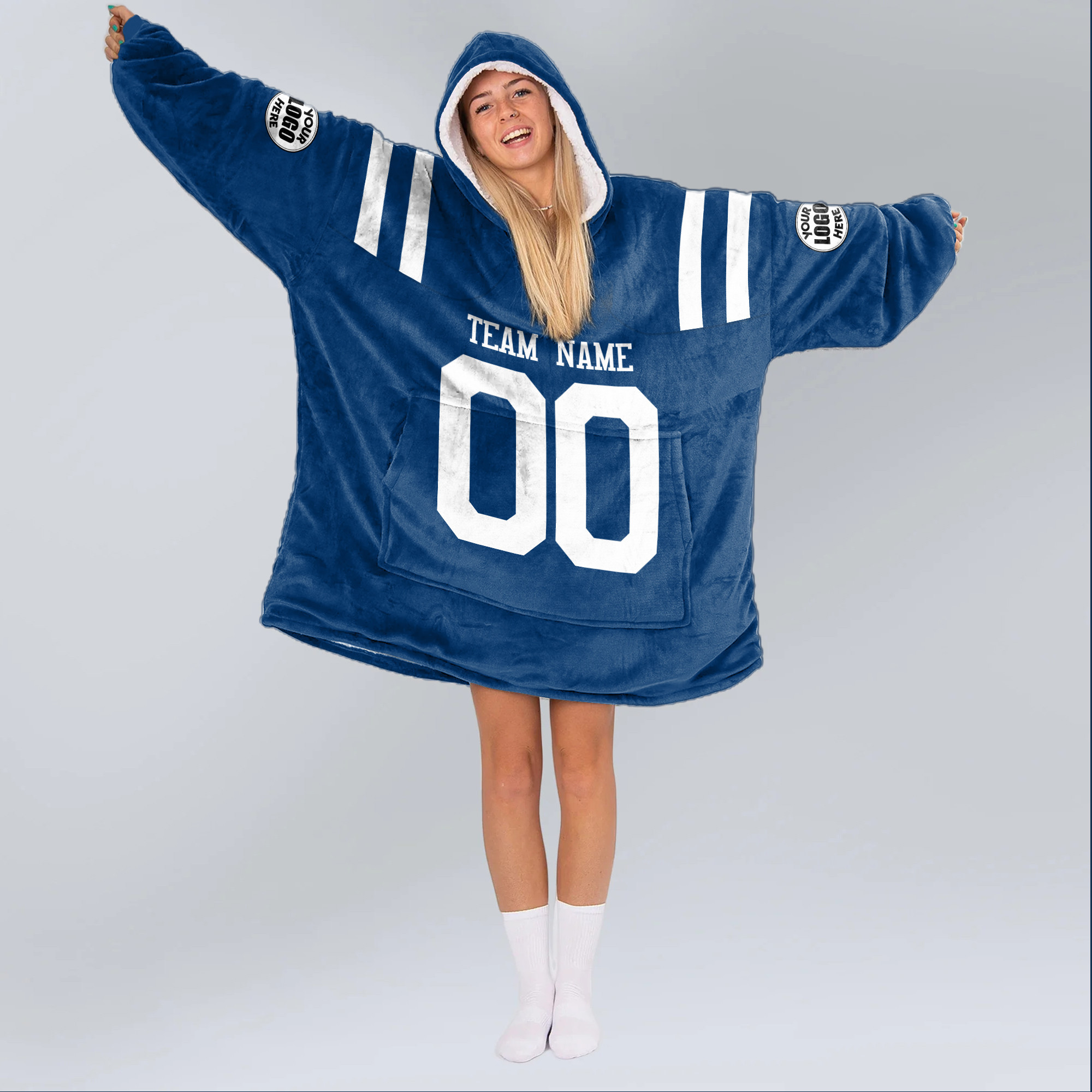 Adult Custom Blanket Hoodie Indianapolis Inspired Color