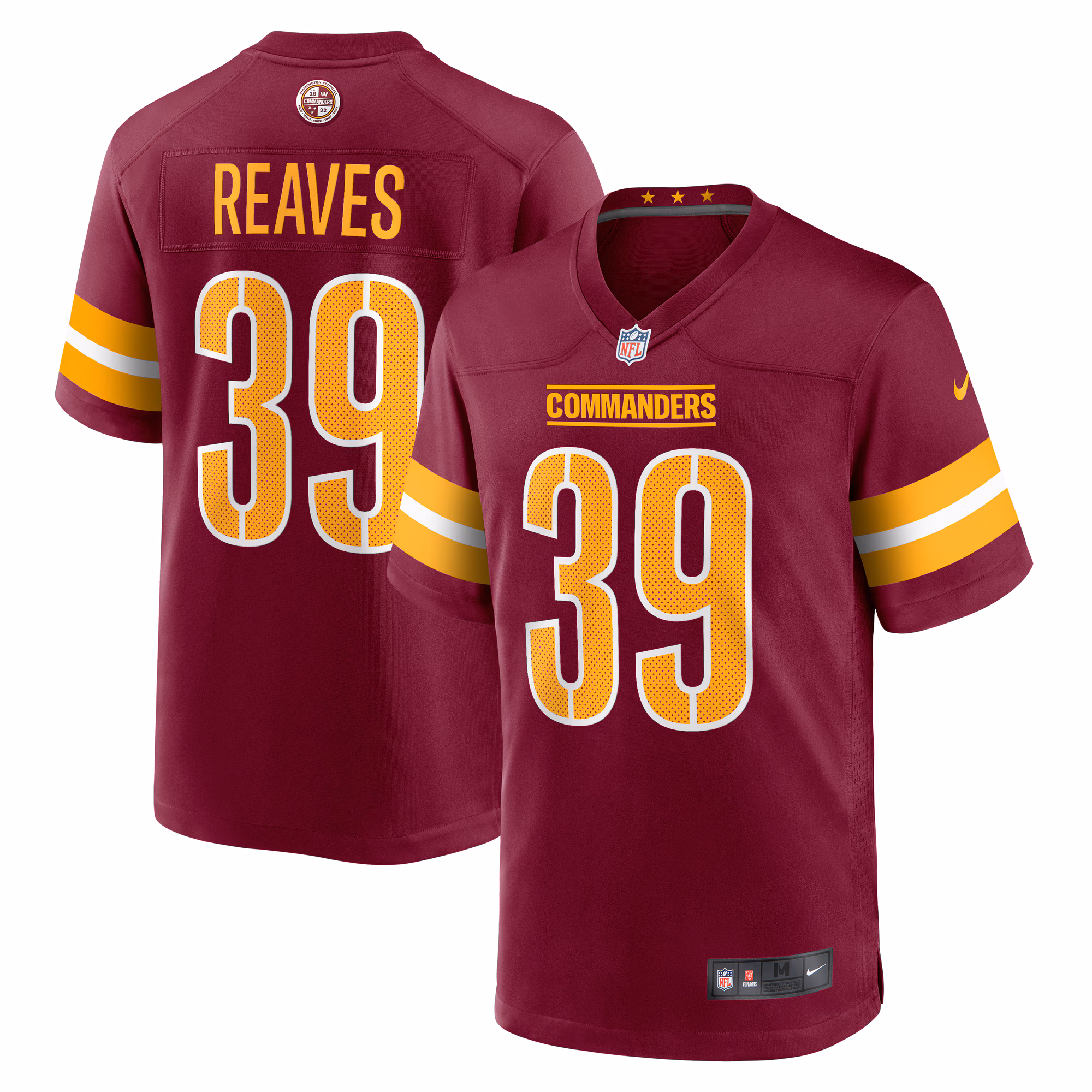 Jeremy Reaves Washington Commanders  Game Jersey -  Burgundy