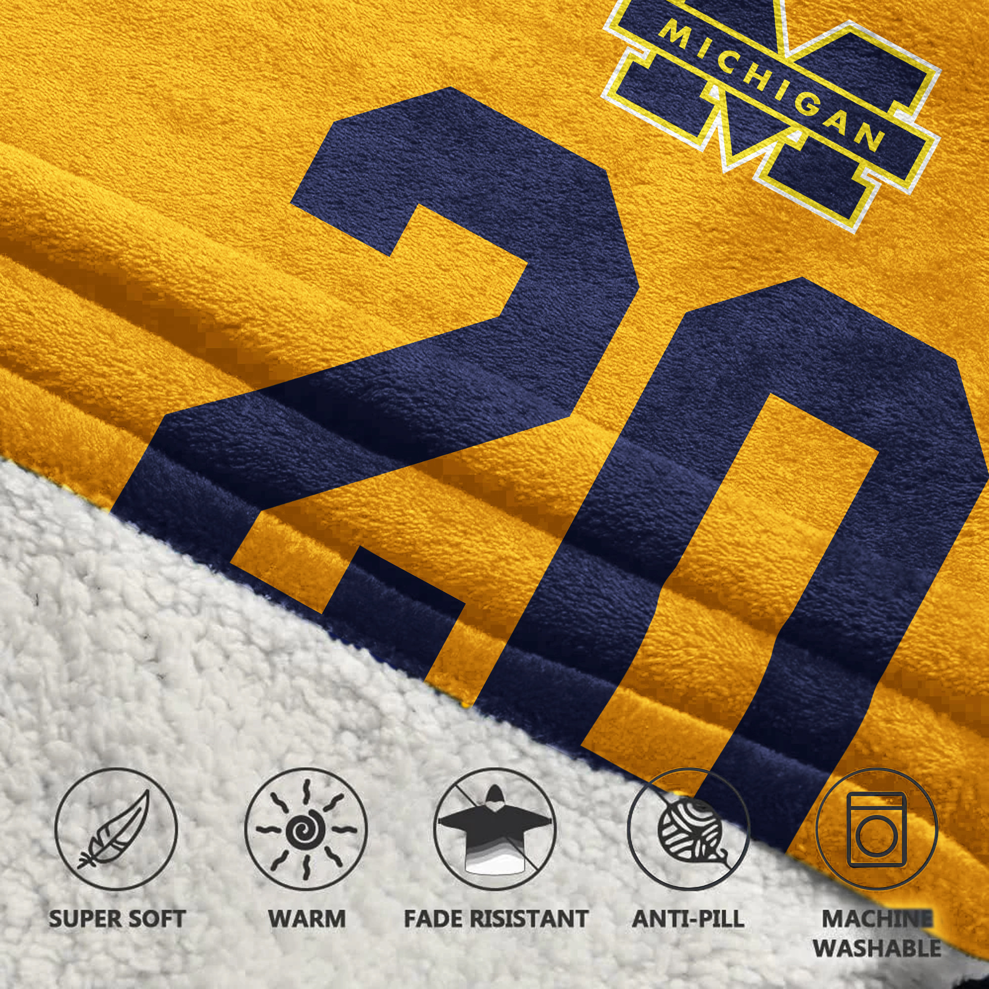 Adult 20 Michigan Football Unisex Blanket Hoodie