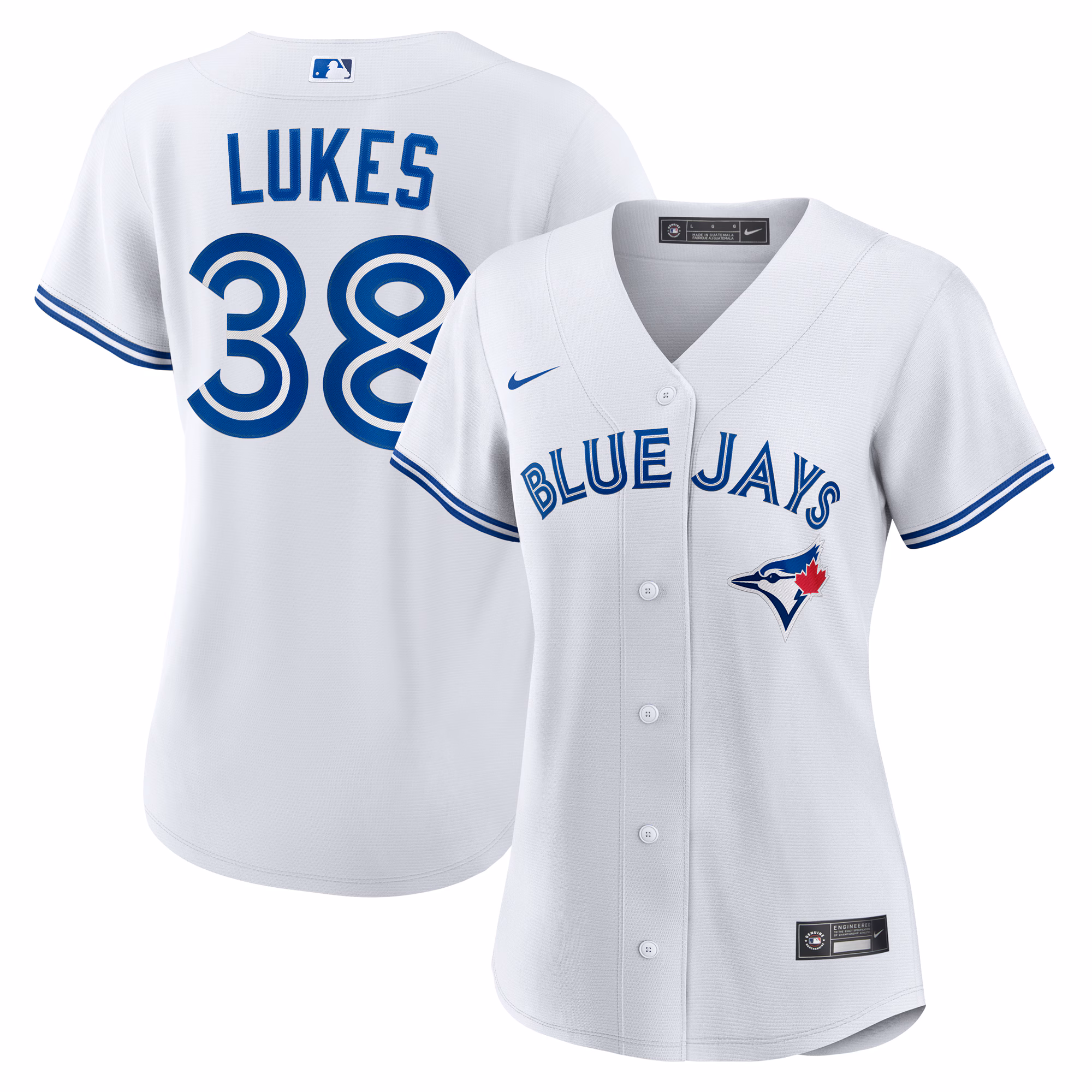 Nathan Lukes #38 Toronto Blue Jays Women's Home Replica Jersey - White