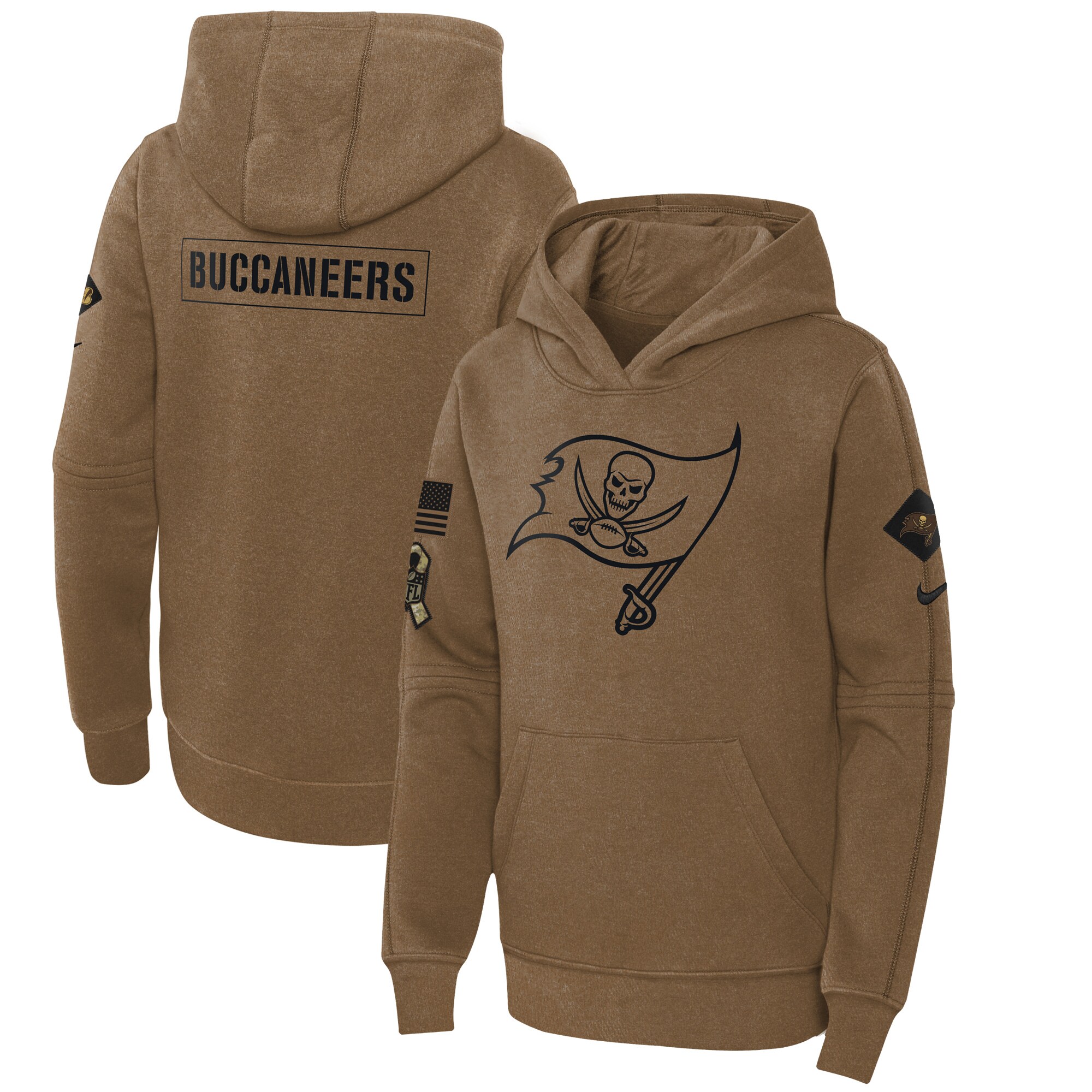 Tampa Bay Buccaneers Women's 2023 Salute to Service Club Fleece Pullover Hoodie - Brown
